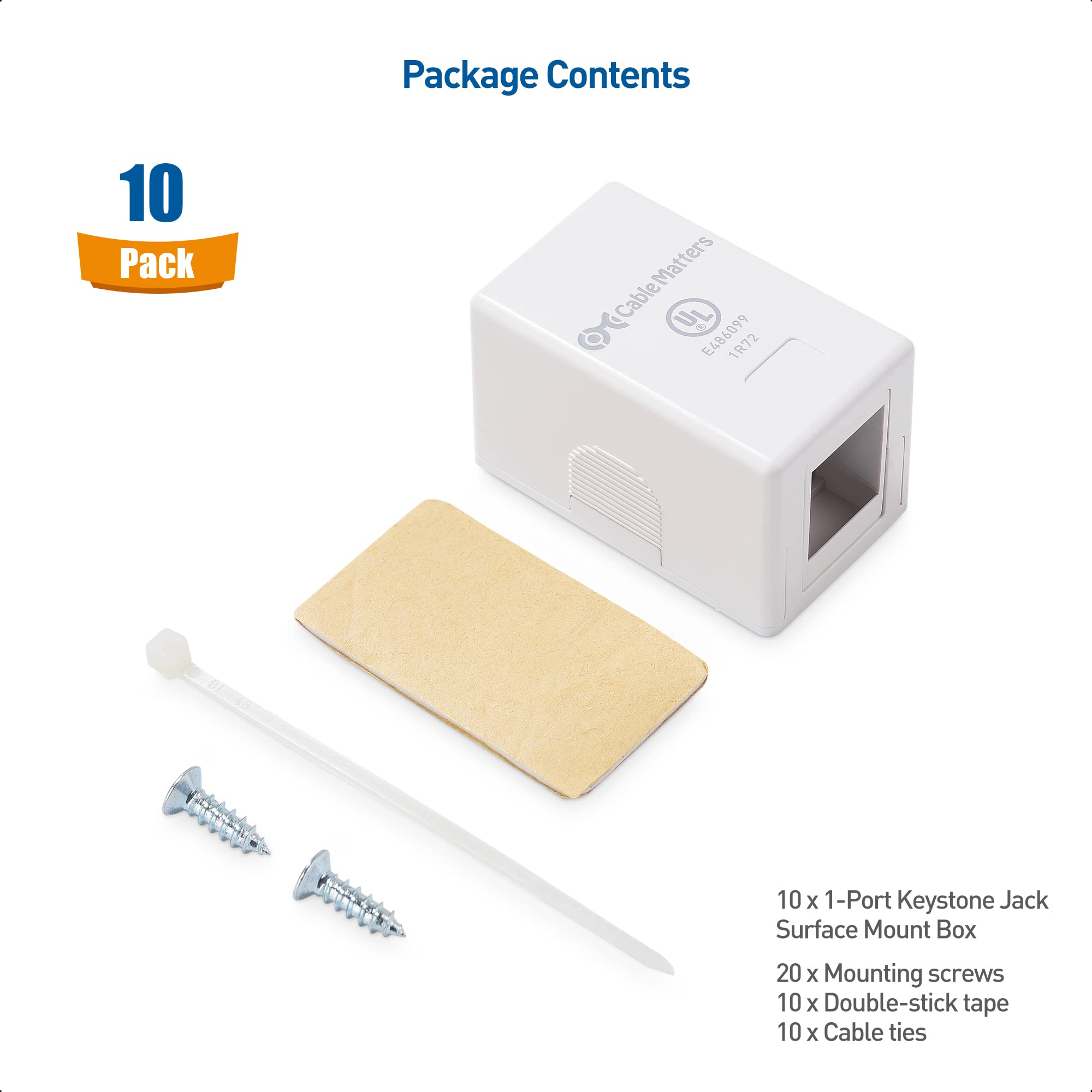 Foto 6 pulgar | Surface Mount Box Cable Matters, Certificado Ul, Paquete De 10 Unidades, Color Blanco - Venta Internacional.