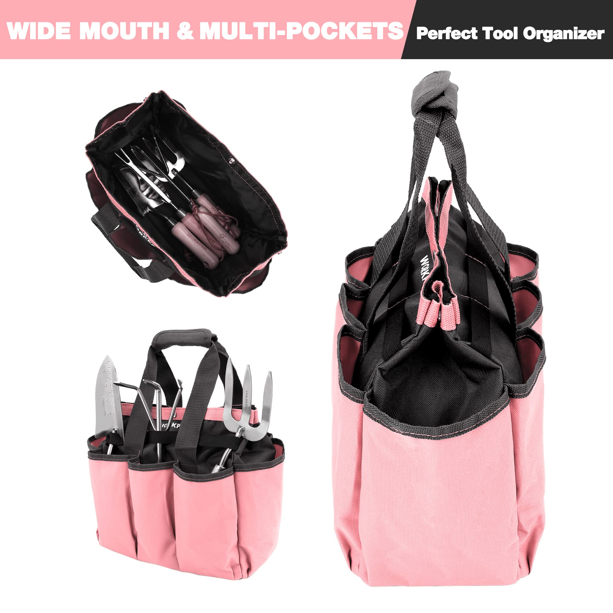 Foto 3 | Bolsa De Jardín Workpro Para Herramientas De Jardín Con 8 Bolsillos, Color Rosa - Venta Internacional.