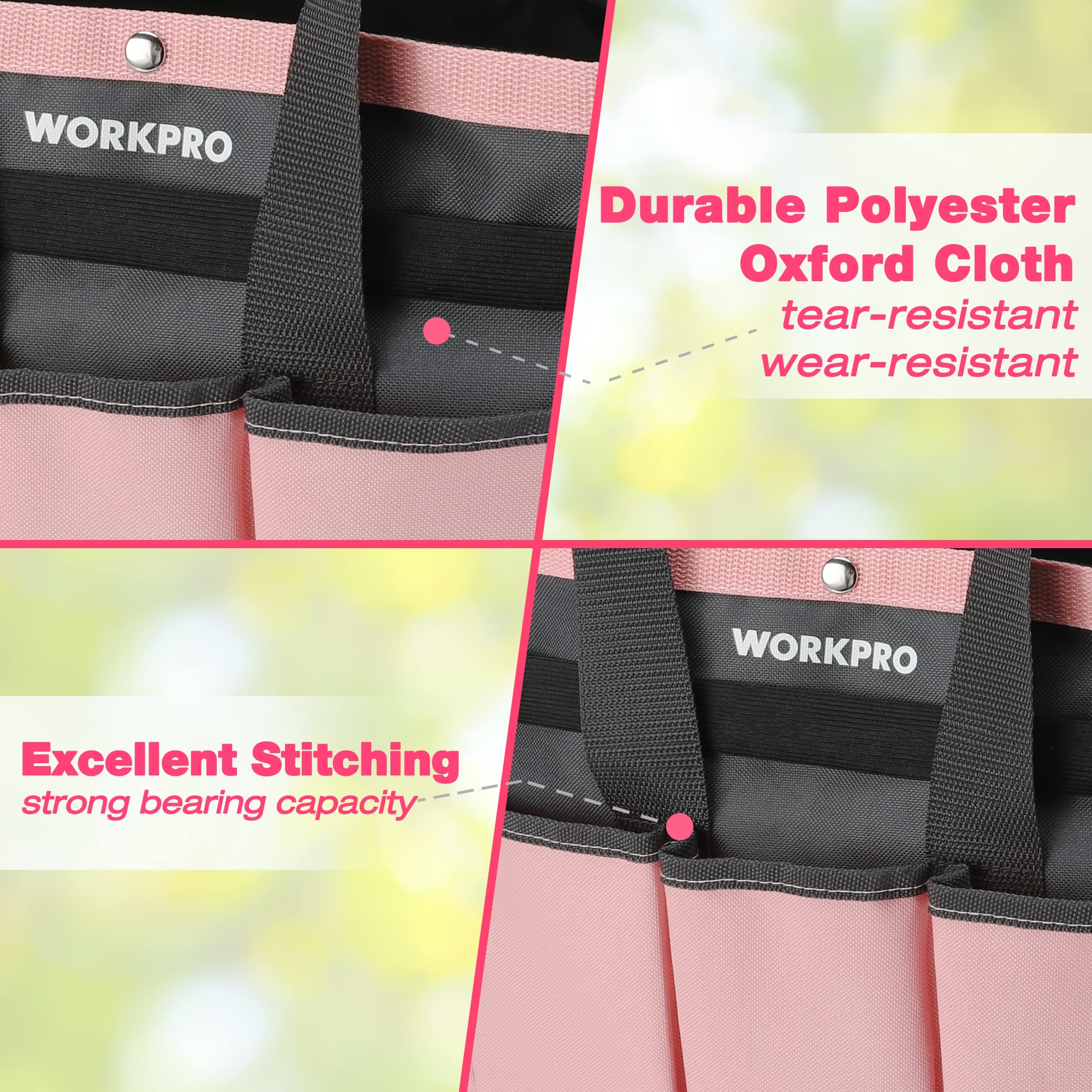 Foto 8 pulgar | Bolsa De Jardín Workpro Para Herramientas De Jardín Con 8 Bolsillos, Color Rosa - Venta Internacional.