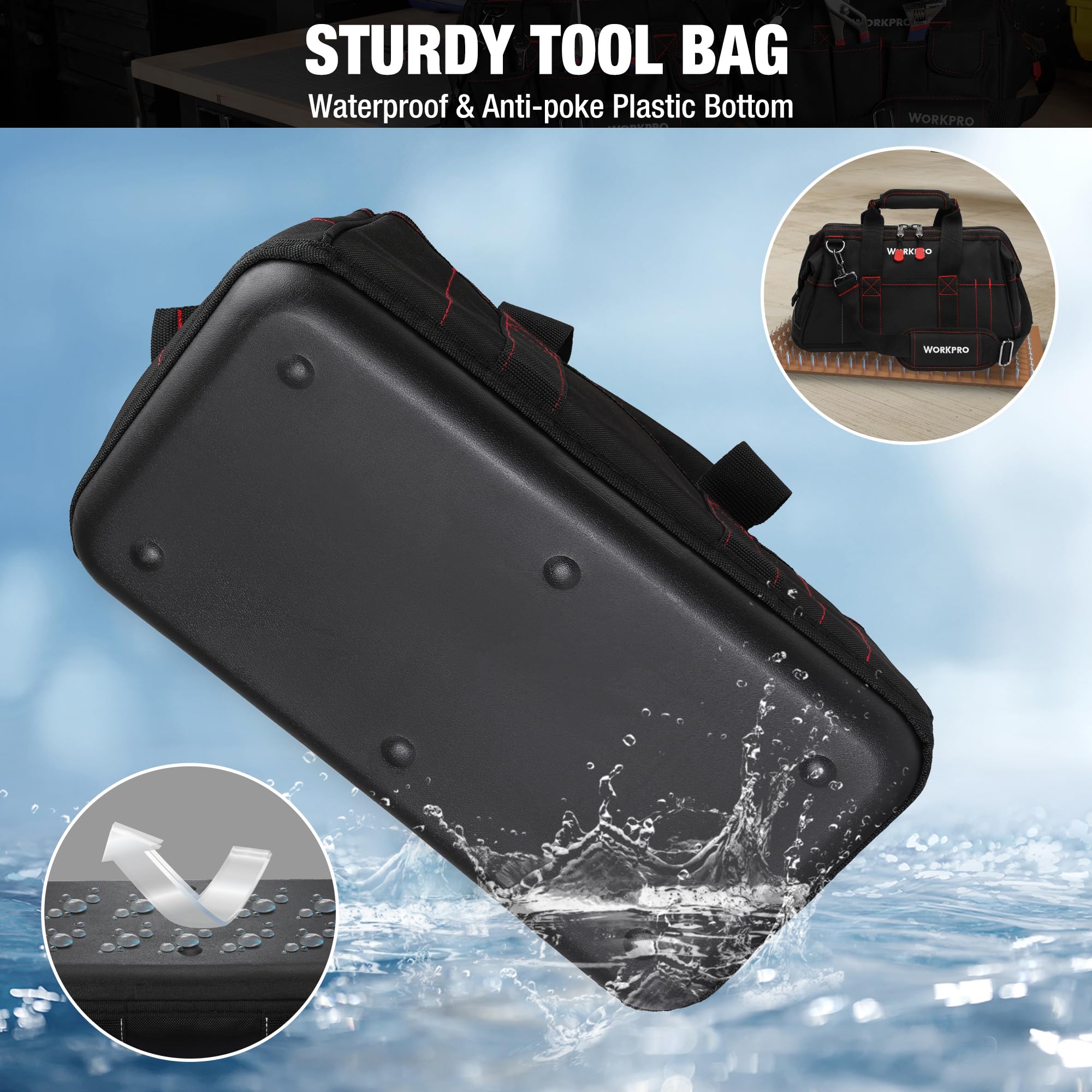 Foto 4 | Bolsa De Almacenamiento De Herramientas Workpro W081022a De 16 Pulgadas A Prueba De Agua - Venta Internacional.