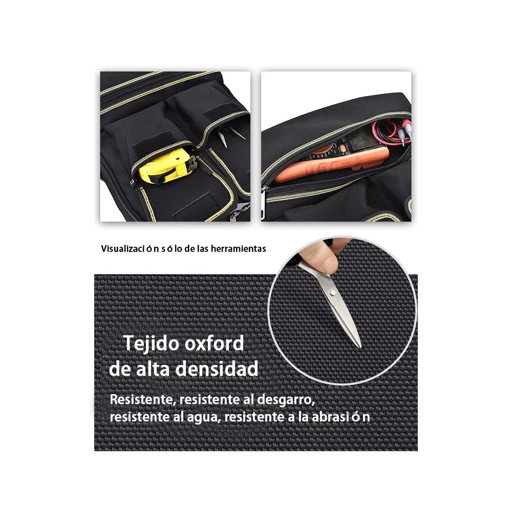 Foto 5 pulgar | Mochila Multifuncional BELUG color Negro para Herramientas de Electricista Cuadrada