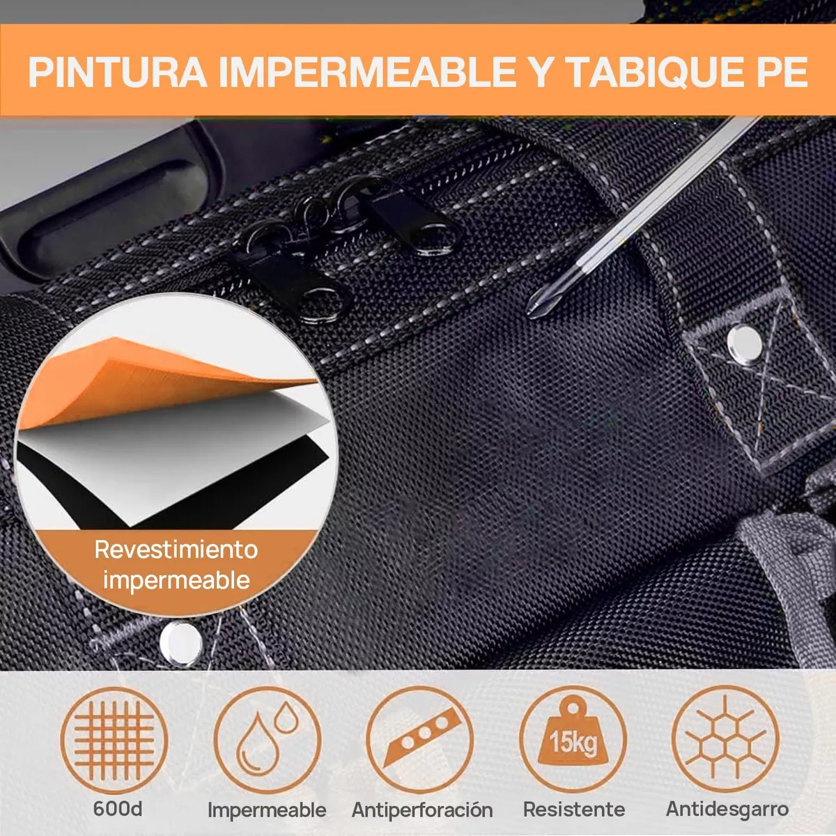 Foto 5 pulgar | Bolsa De Herramientas Mochila Electricista Multifuncional Eo Safe Imports Esi-18316 Negro