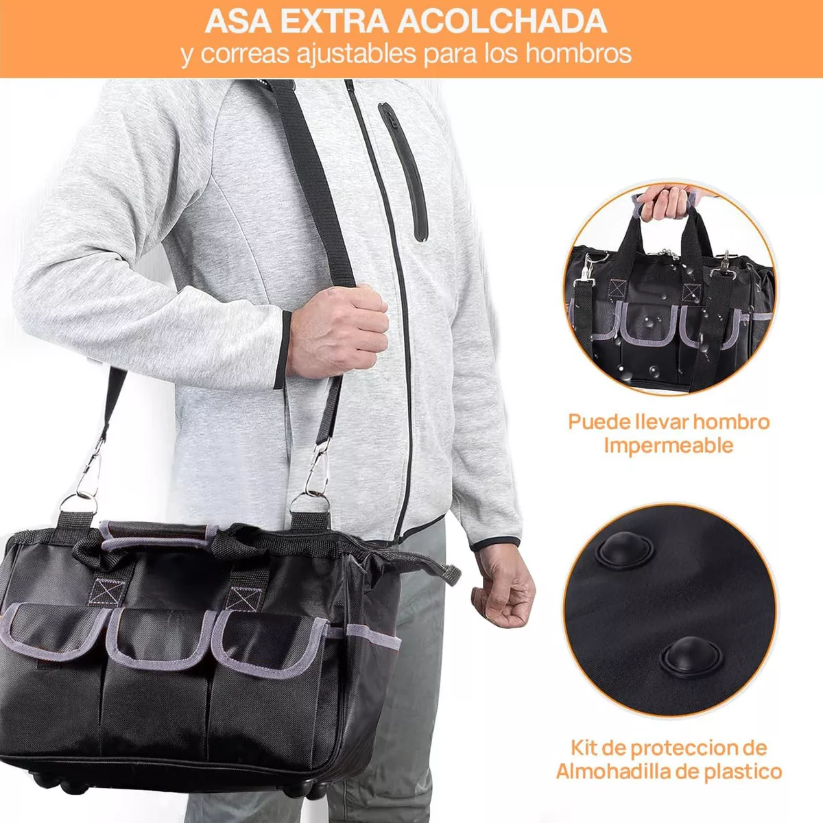 Foto 6 pulgar | Bolsa De Herramientas Mochila Electricista Multifuncional Eo Safe Imports Esi-18316 Negro