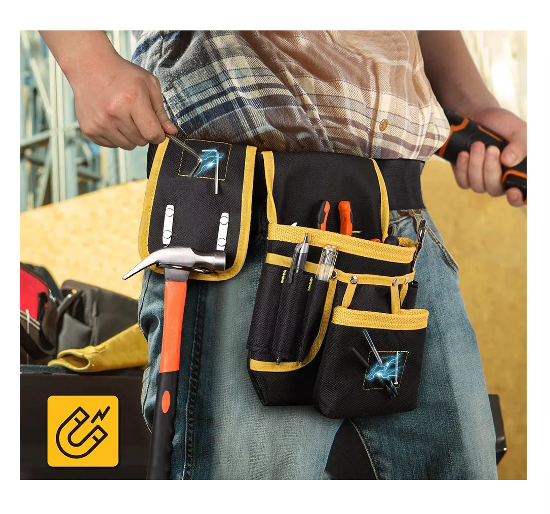 Foto 5 | Bolsas Portaherramientas Cangurera Para Electricistas, Amarillo/negro