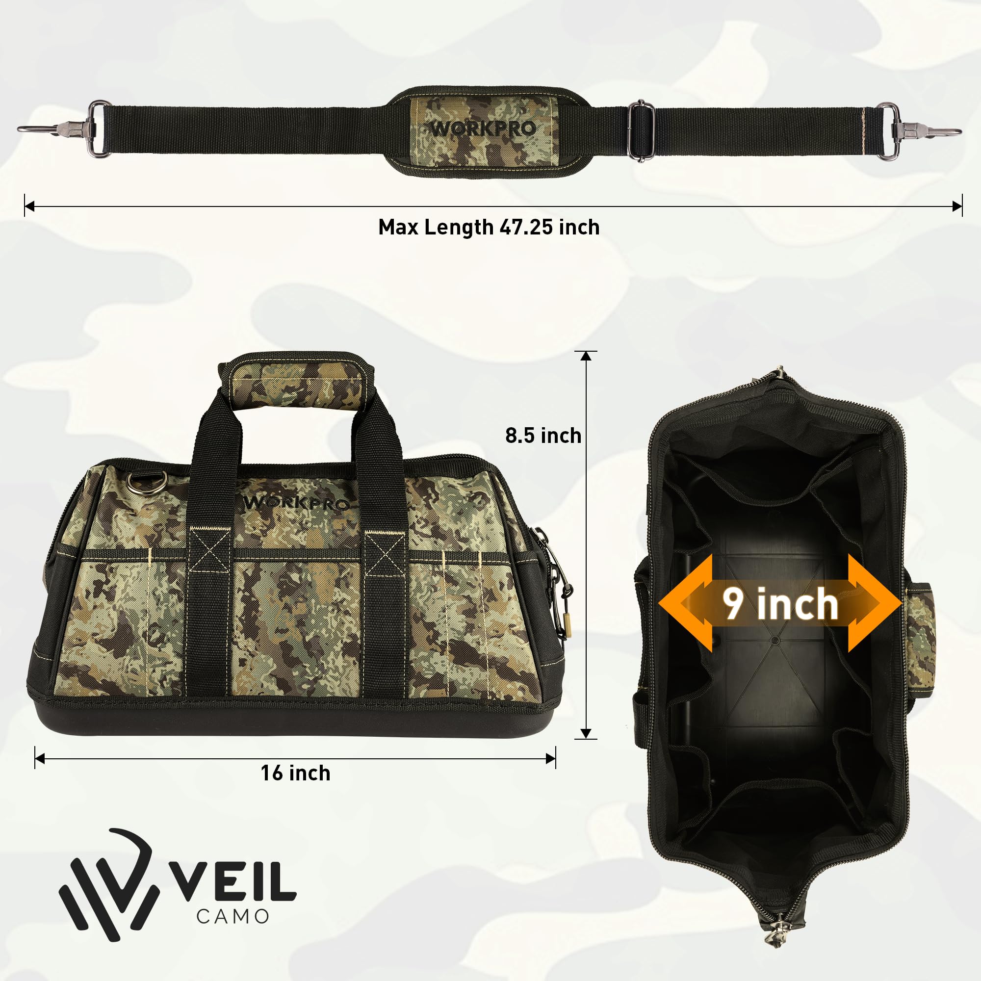 Foto 4 pulgar | Bolsa De Herramientas Workpro De 16 Pulgadas De Ancho, Tela Oxford Impermeable - Venta Internacional.