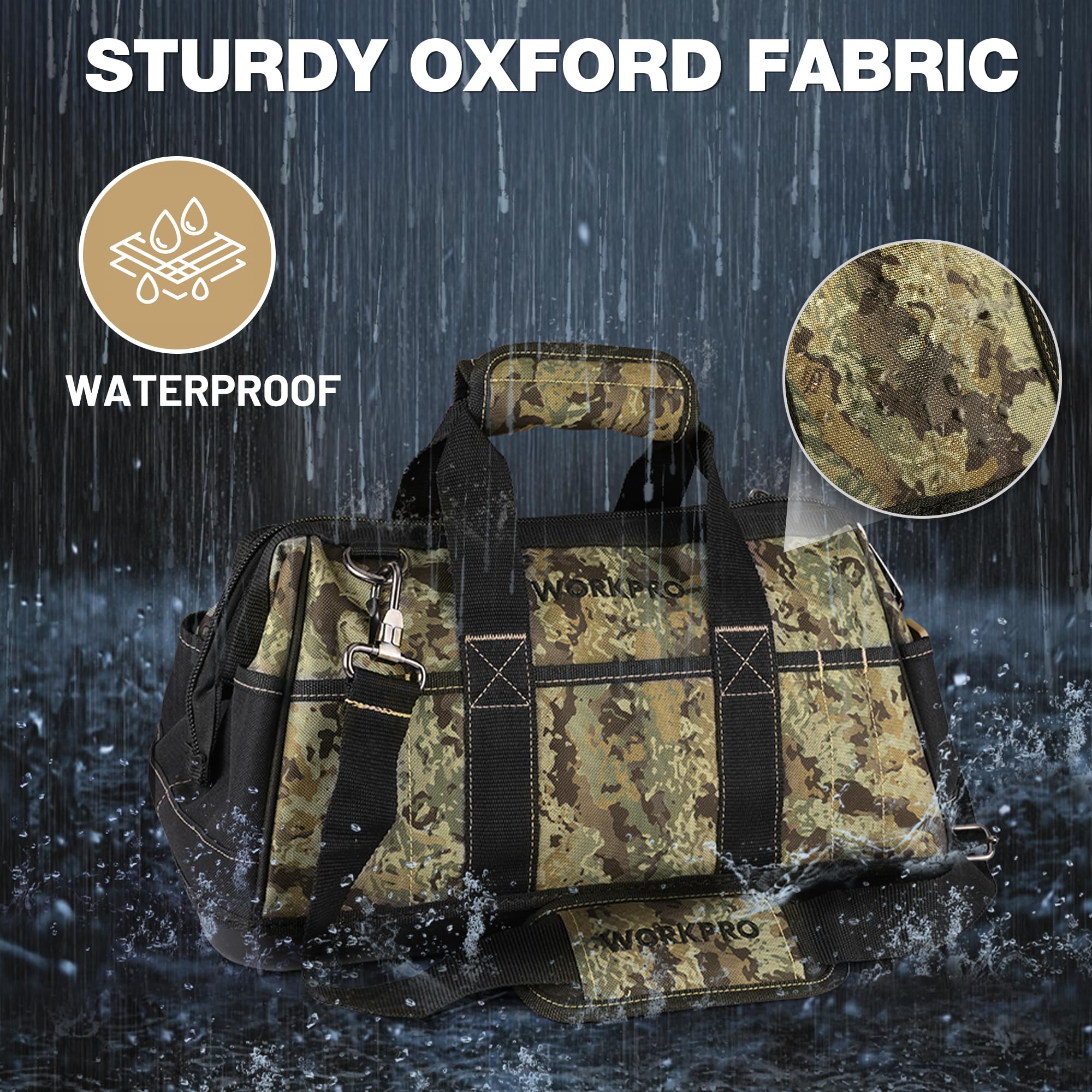 Foto 5 | Bolsa De Herramientas Workpro De 16 Pulgadas De Ancho, Tela Oxford Impermeable - Venta Internacional.