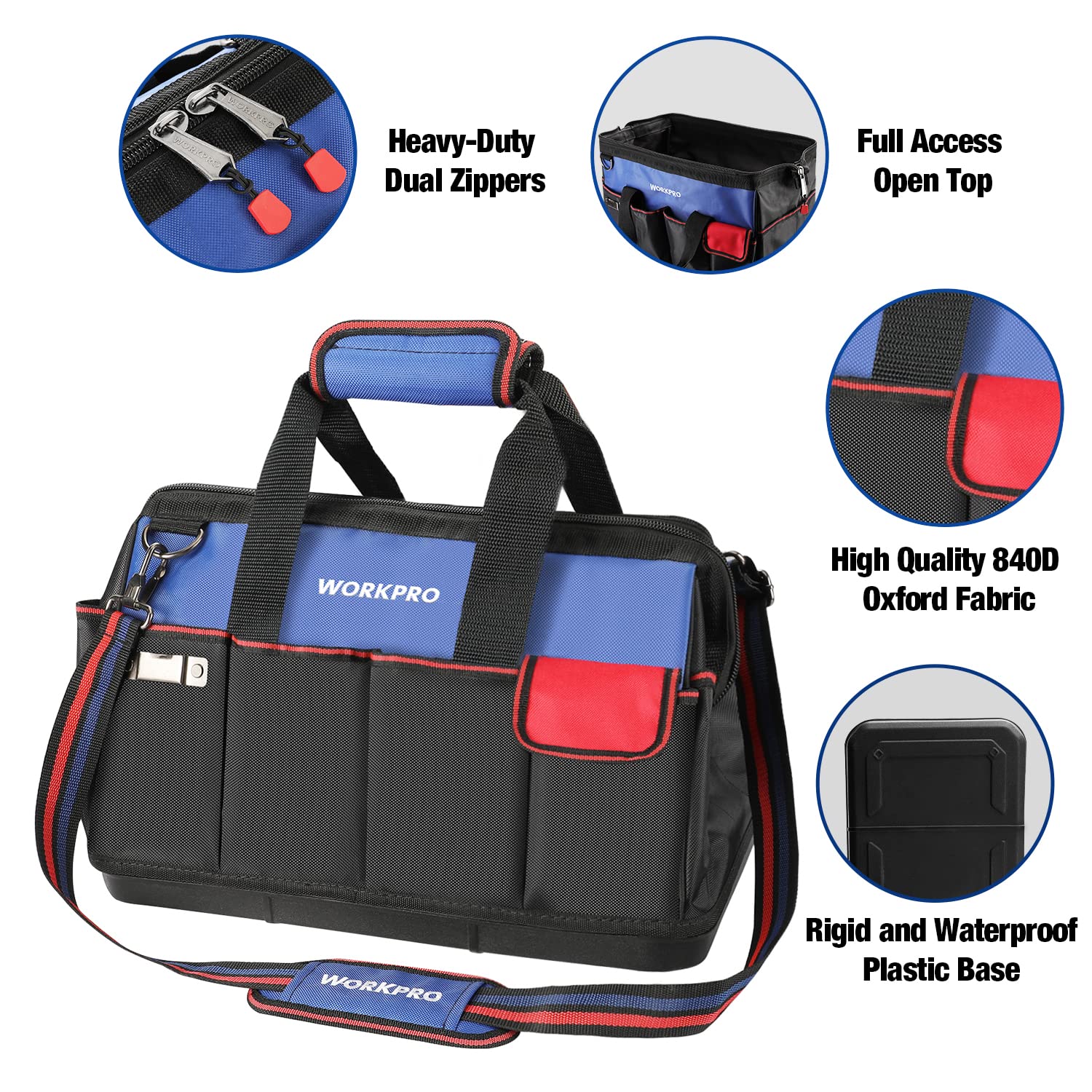 Foto 4 pulgar | Bolsa De Herramientas Workpro Impermeable De 18 Pulgadas Con 20 Bolsillos Y Correa - Venta Internacional.