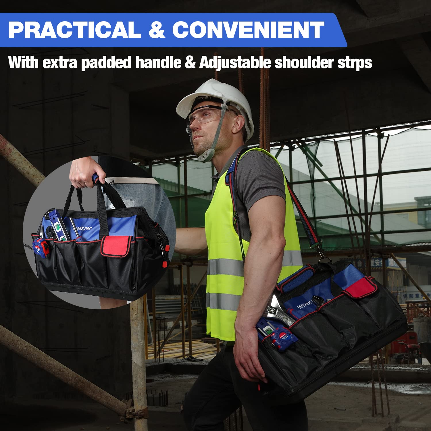 Foto 7 pulgar | Bolsa De Herramientas Workpro Impermeable De 18 Pulgadas Con 20 Bolsillos Y Correa - Venta Internacional.