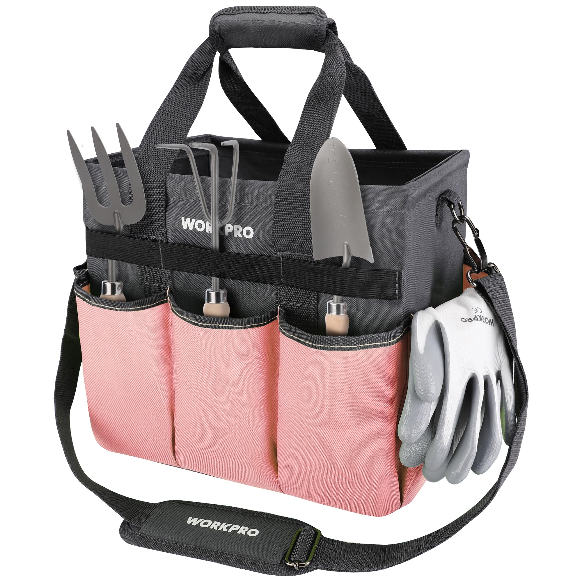 Foto 2 pulgar | Bolsa Para Herramientas De Jardín Workpro Heavy Duty Con 10 Bolsillos, Color Rosa - Venta Internacional.