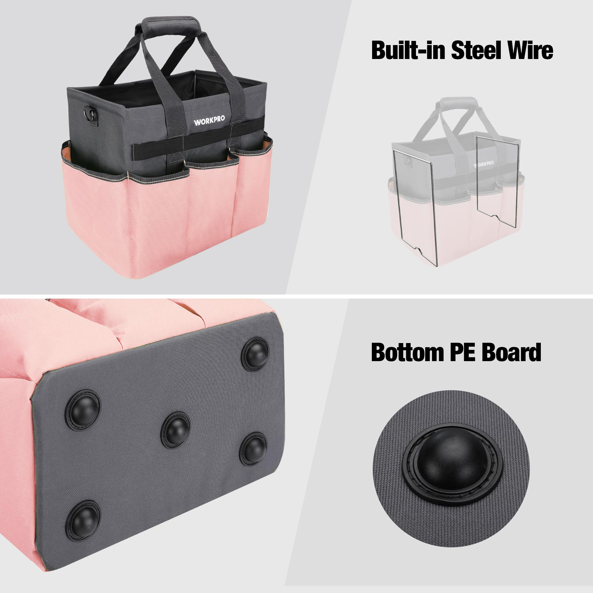 Foto 6 pulgar | Bolsa Para Herramientas De Jardín Workpro Heavy Duty Con 10 Bolsillos, Color Rosa - Venta Internacional.