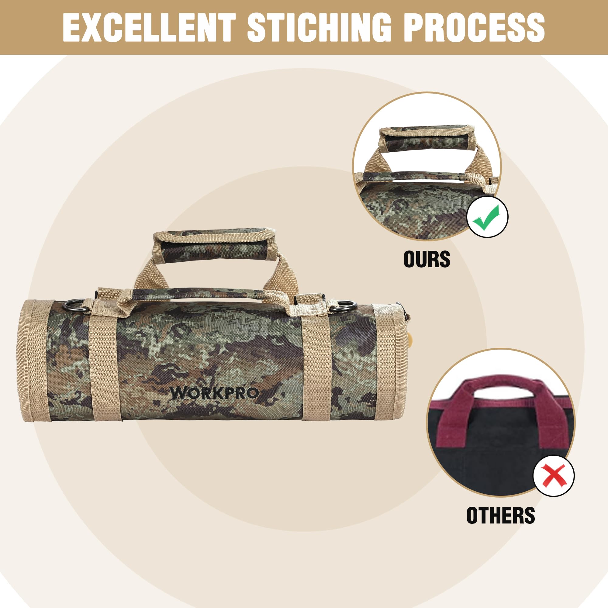 Foto 7 | Bolsa Enrollable Para Herramientas Workpro Con Bolsas Desmontables Y 6 Bolsillos - Venta Internacional.
