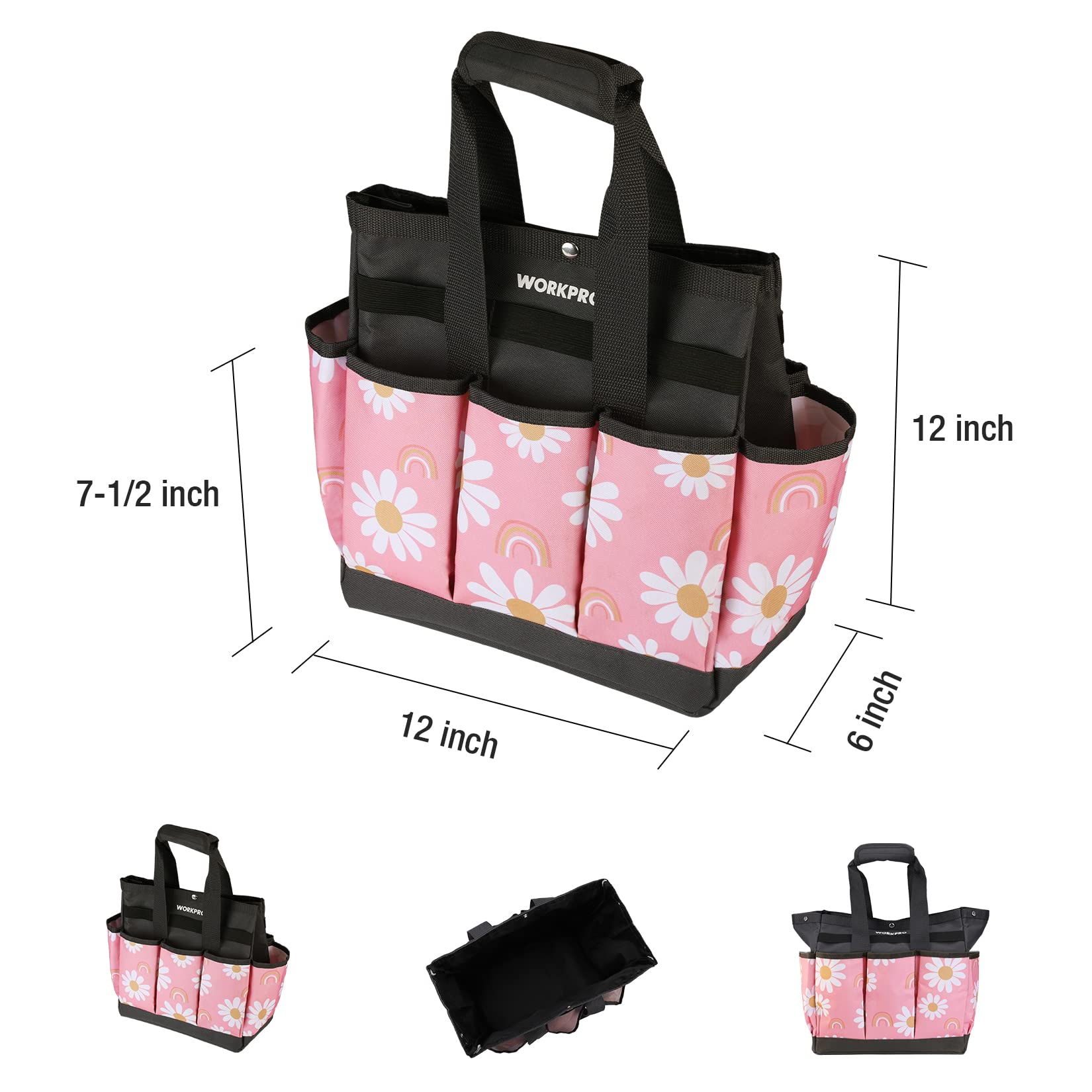 Foto 3 pulgar | Bolsa De Jardín Workpro Floral Oxford Rosa De 30 X 30 X 15 Cm - Venta Internacional.
