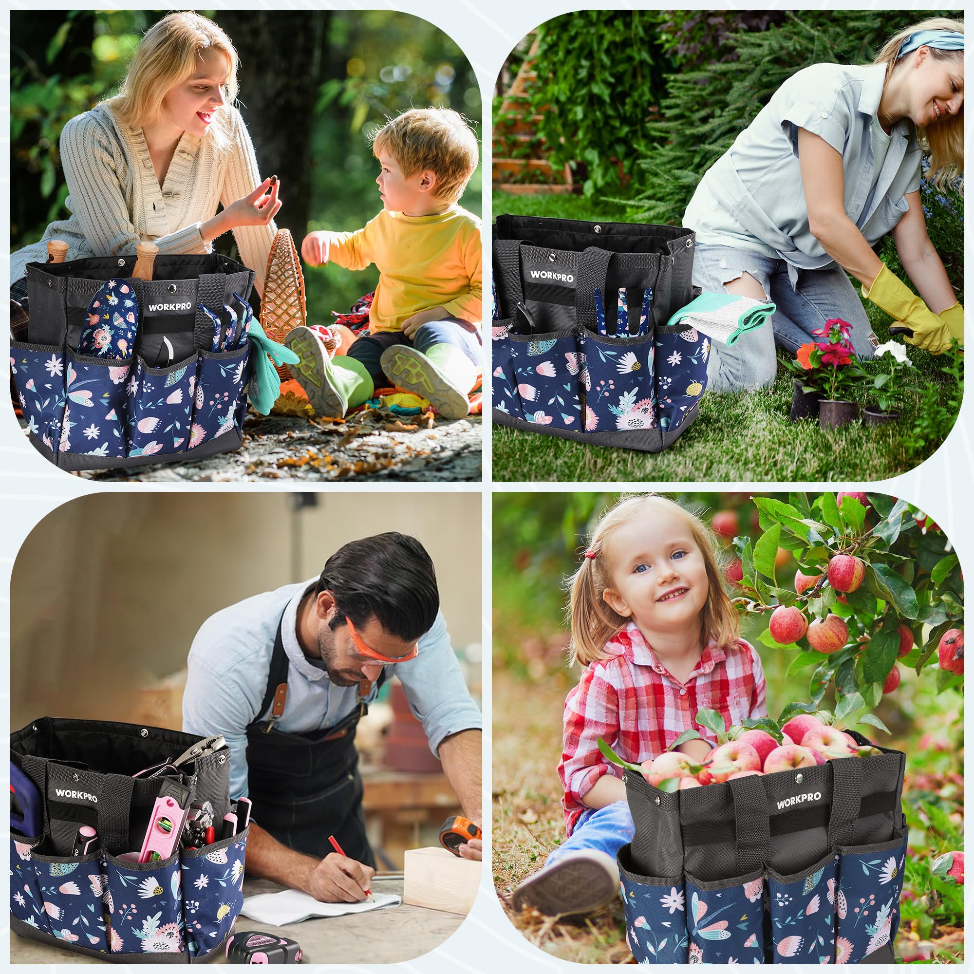 Foto 7 pulgar | Bolsa Para Herramientas De Jardín Workpro, 9 Bolsillos, Oxford Heavy Duty, Azul - Venta Internacional.