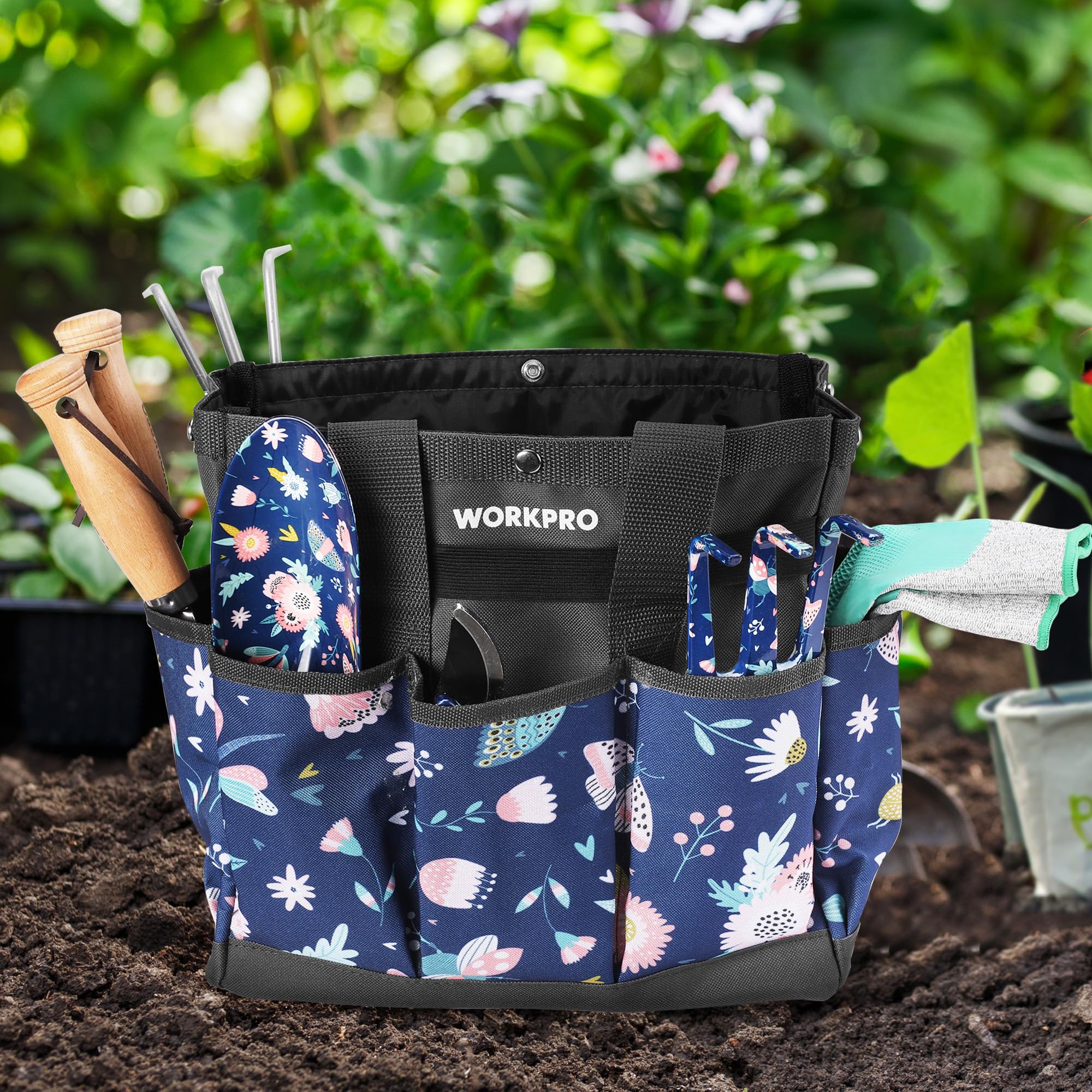 Foto 8 pulgar | Bolsa Para Herramientas De Jardín Workpro, 9 Bolsillos, Oxford Heavy Duty, Azul - Venta Internacional.