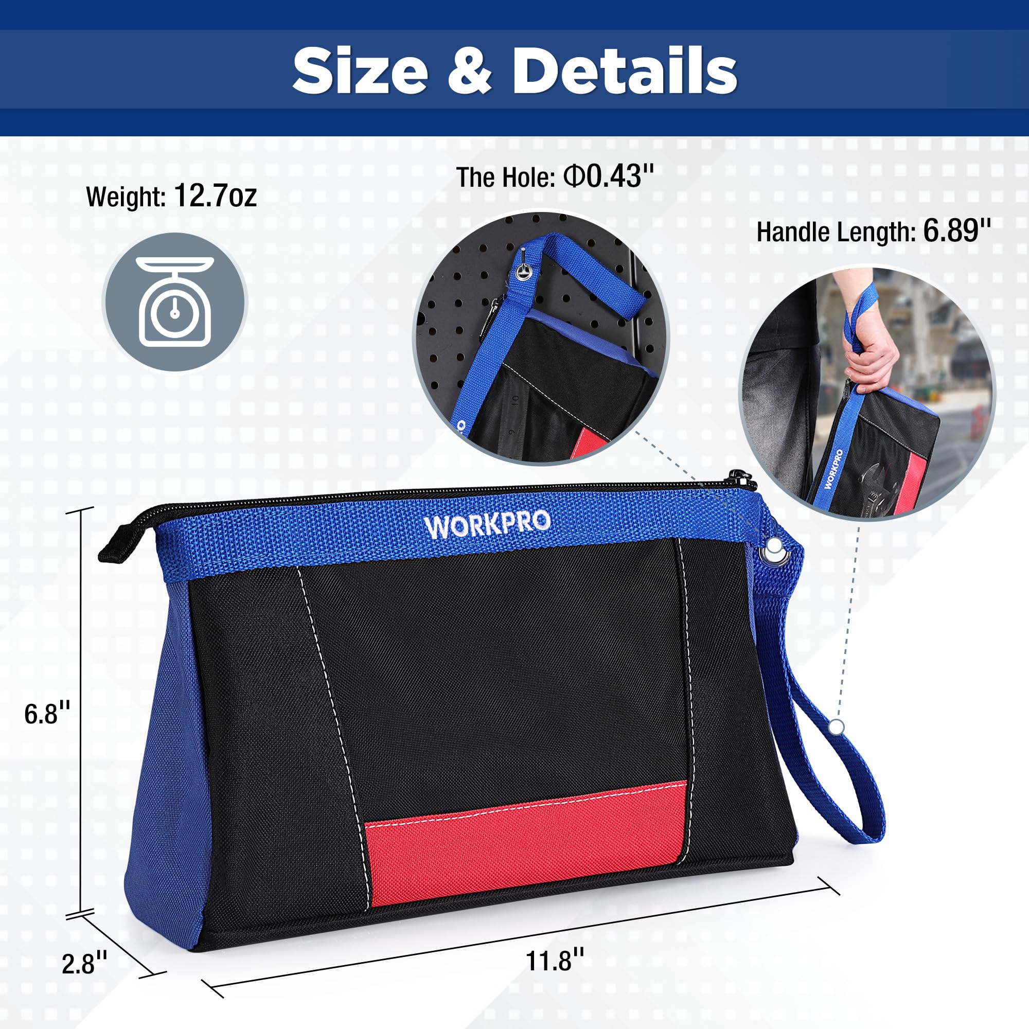 Foto 3 pulgar | Paquete de 2 Bolsas para Herramientas Workpro 12 con Cremallera - Venta Internacional