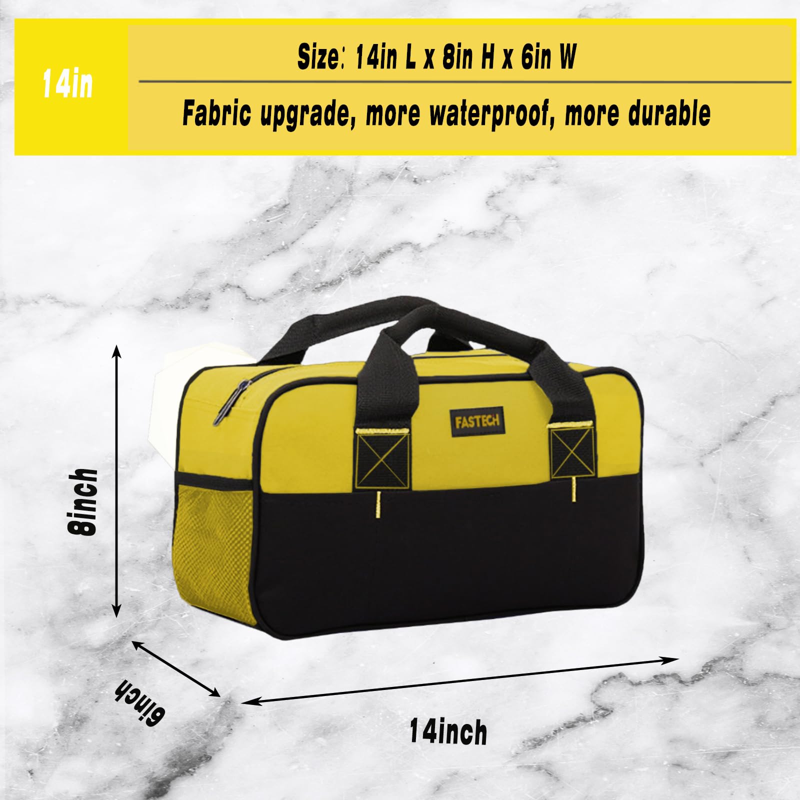 Foto 3 pulgar | Bolsa Organizadora De Herramientas Fastech Impermeable De 14 Pulgadas, Amarilla - Venta Internacional.