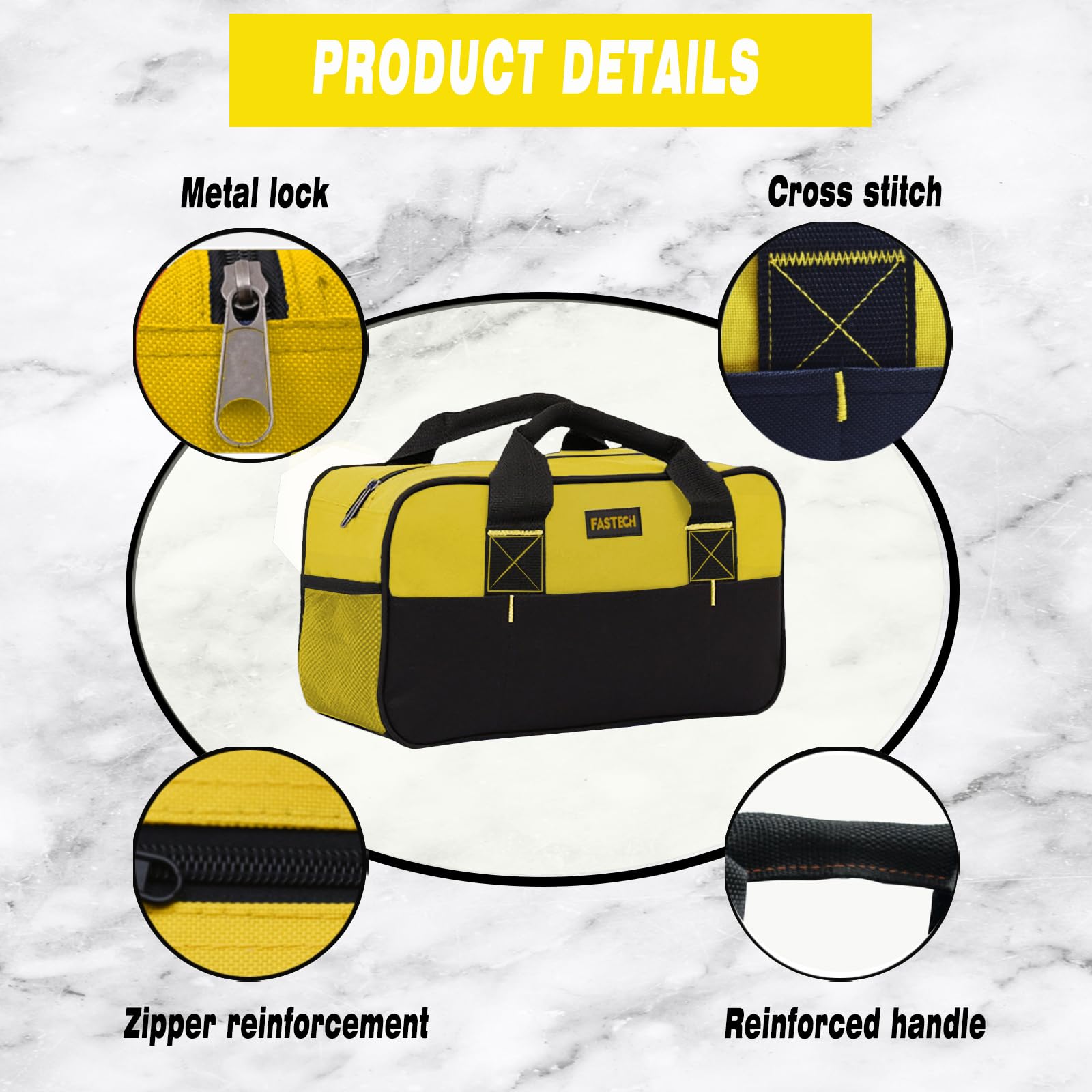 Foto 5 pulgar | Bolsa Organizadora De Herramientas Fastech Impermeable De 14 Pulgadas, Amarilla - Venta Internacional.