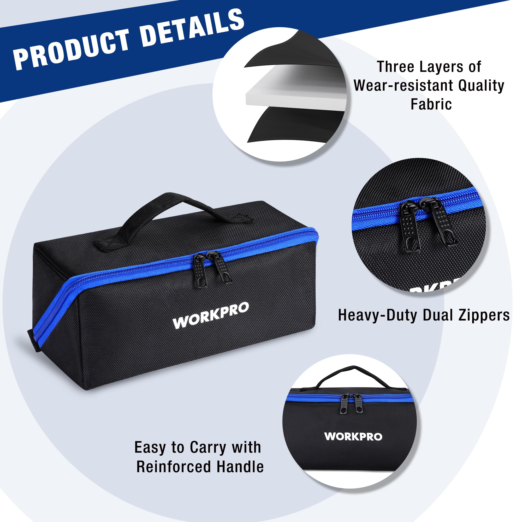 Foto 4 pulgar | Bolsa De Herramientas Workpro 10 Utility, Boca Ancha, Resistente, Paquete De 3 - Venta Internacional.