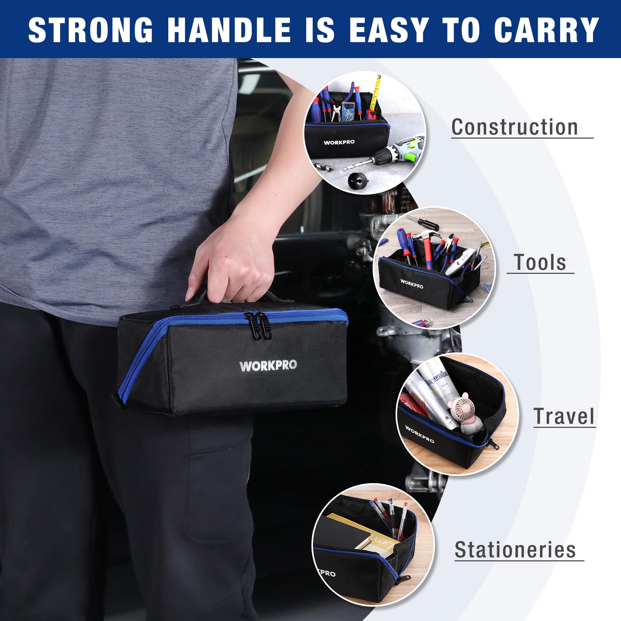 Foto 5 | Bolsa De Herramientas Workpro 10 Utility, Boca Ancha, Resistente, Paquete De 3 - Venta Internacional.