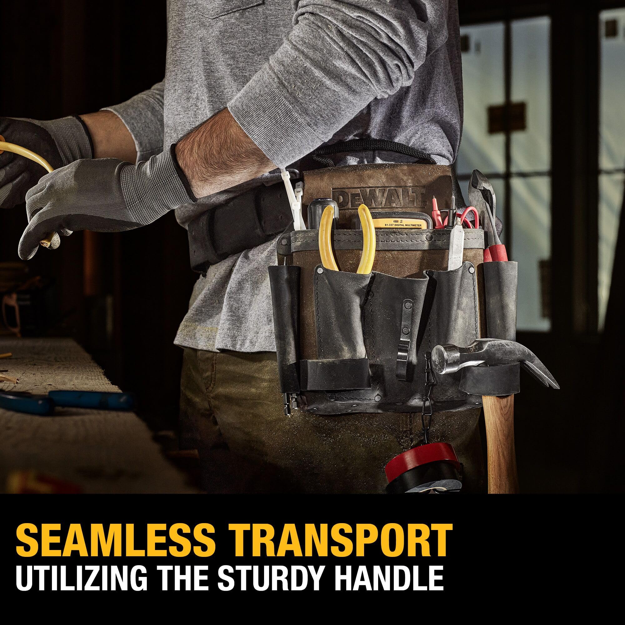 Foto 3 pulgar | Funda Para Herramientas Dewalt De Piel Para Electricistas, 8 Bolsillos - Venta Internacional.