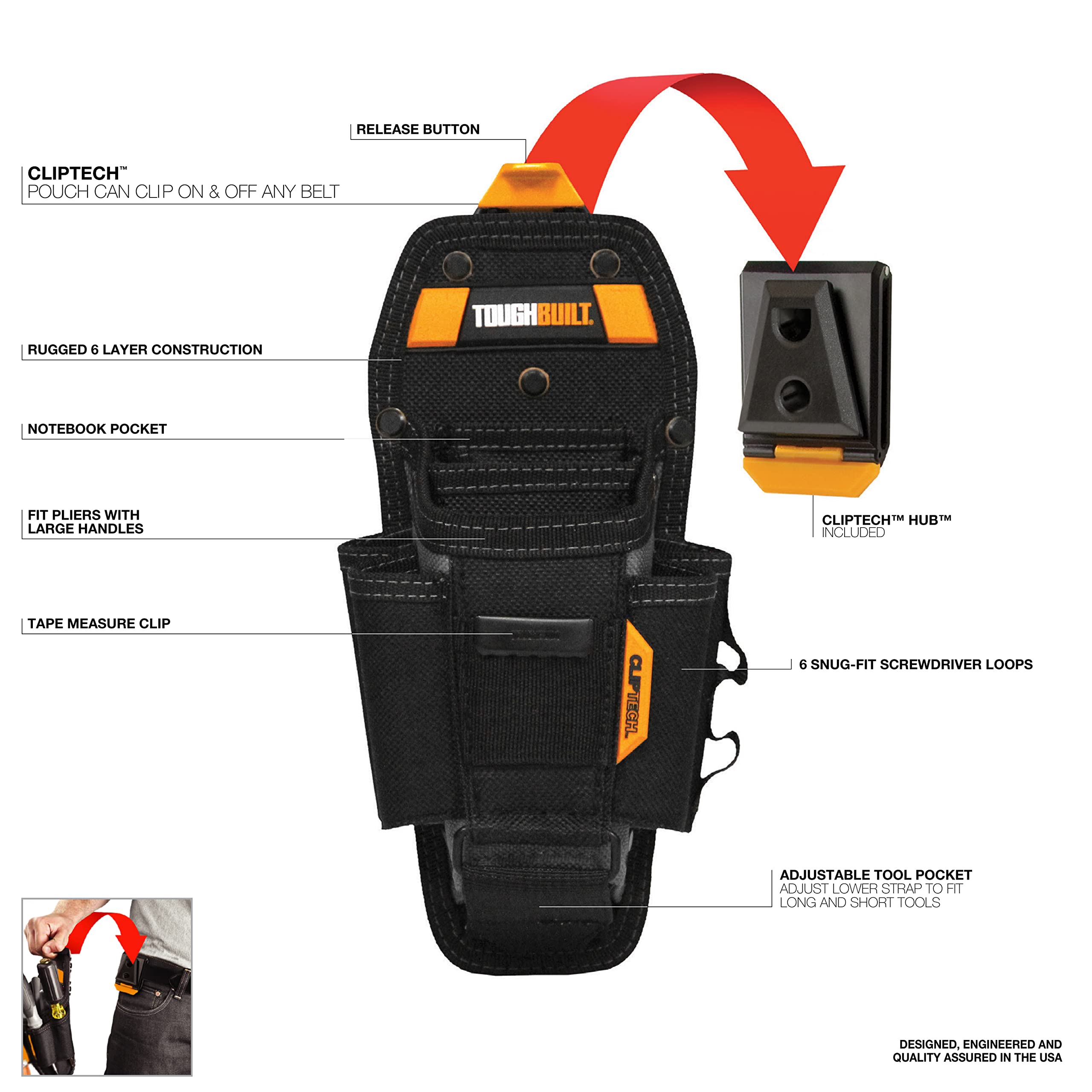 Foto 3 pulgar | Funda De Bolsillo Toughbuilt Tou-ct-36-l7 Technician Black S - Venta Internacional.