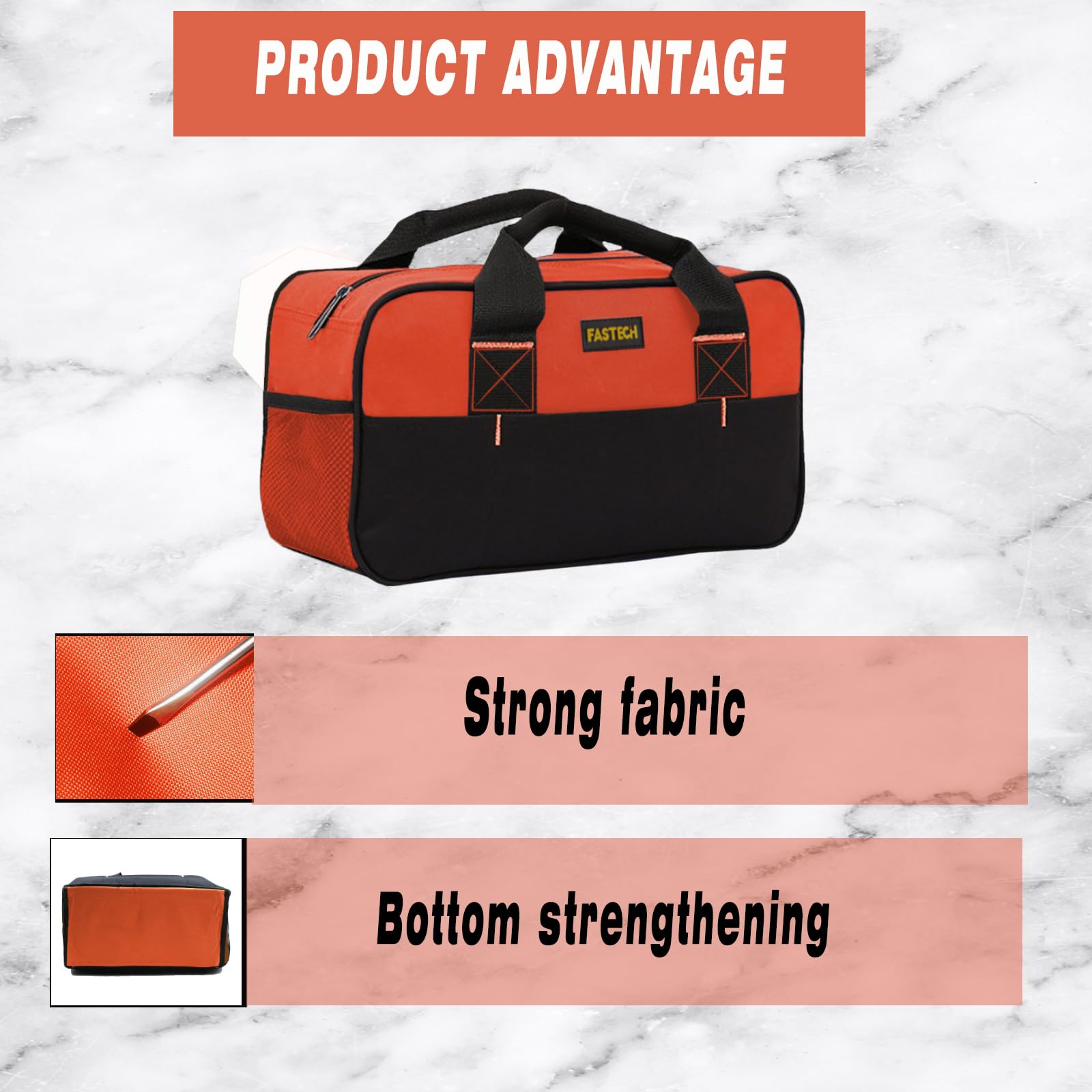 Foto 4 pulgar | Bolsa Para Herramientas Fastech, 14 Pulgadas, Boca Ancha, Impermeable, Naranja - Venta Internacional.