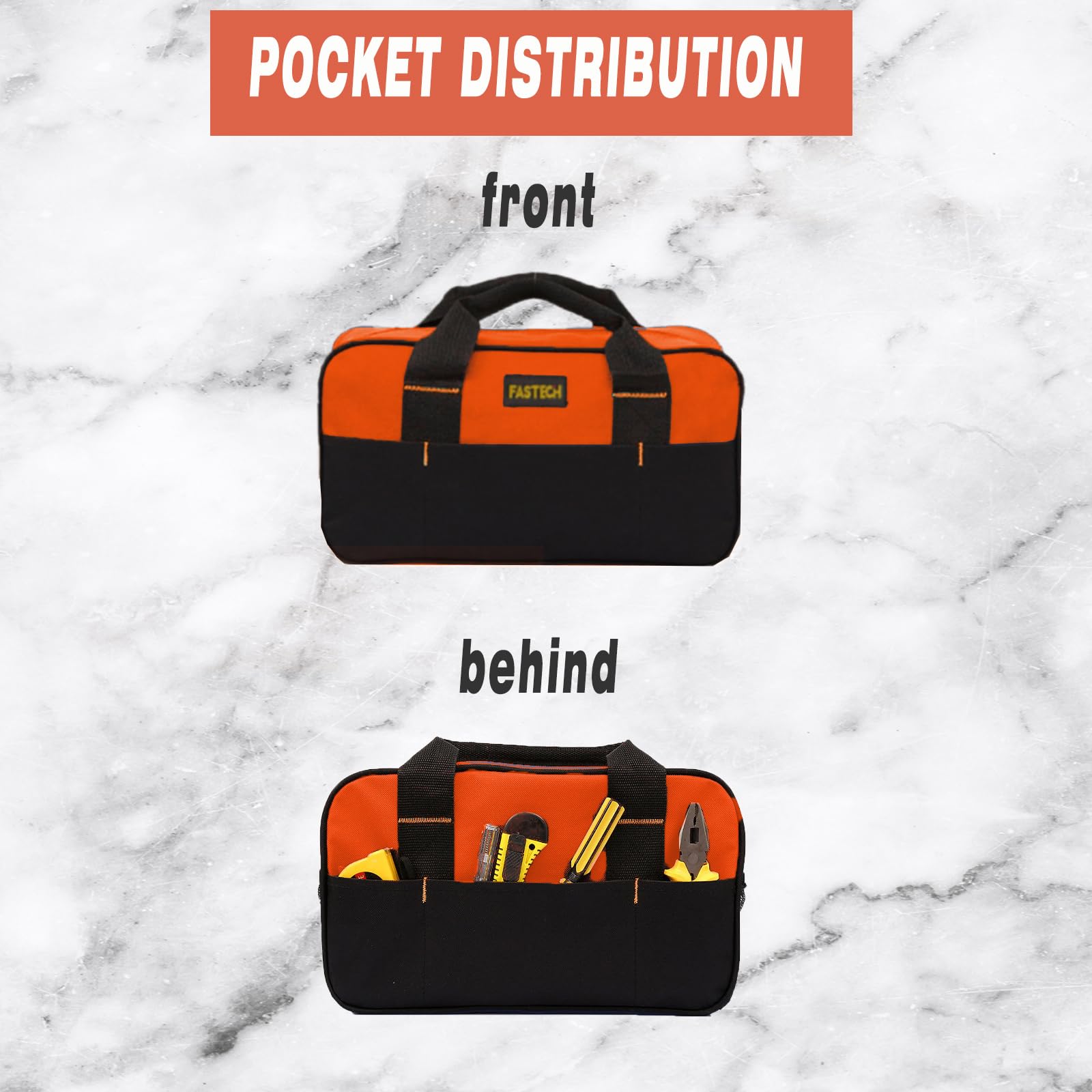 Foto 6 pulgar | Bolsa Para Herramientas Fastech, 14 Pulgadas, Boca Ancha, Impermeable, Naranja - Venta Internacional.
