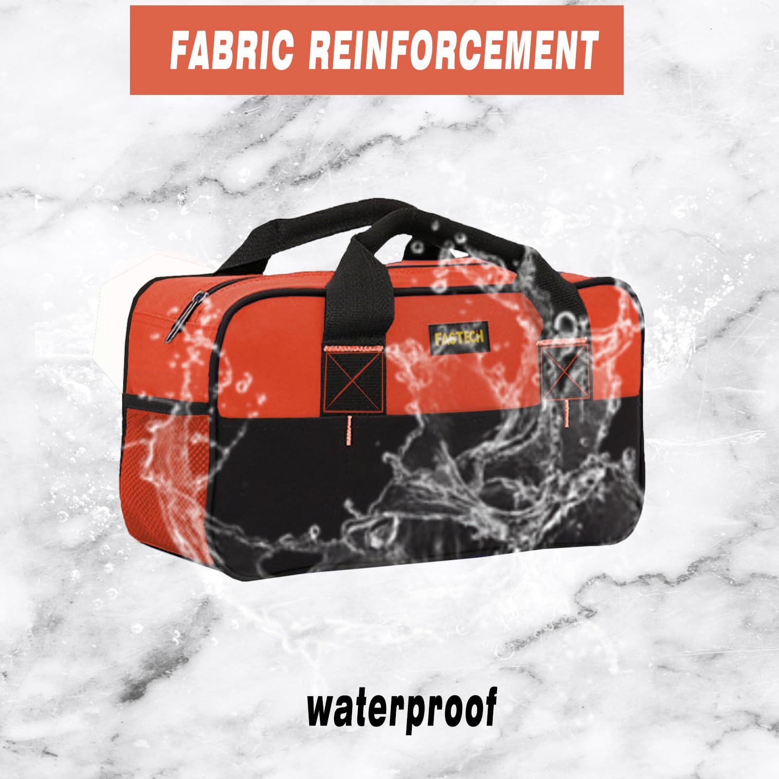 Foto 6 | Bolsa Para Herramientas Fastech, 14 Pulgadas, Boca Ancha, Impermeable, Naranja - Venta Internacional.