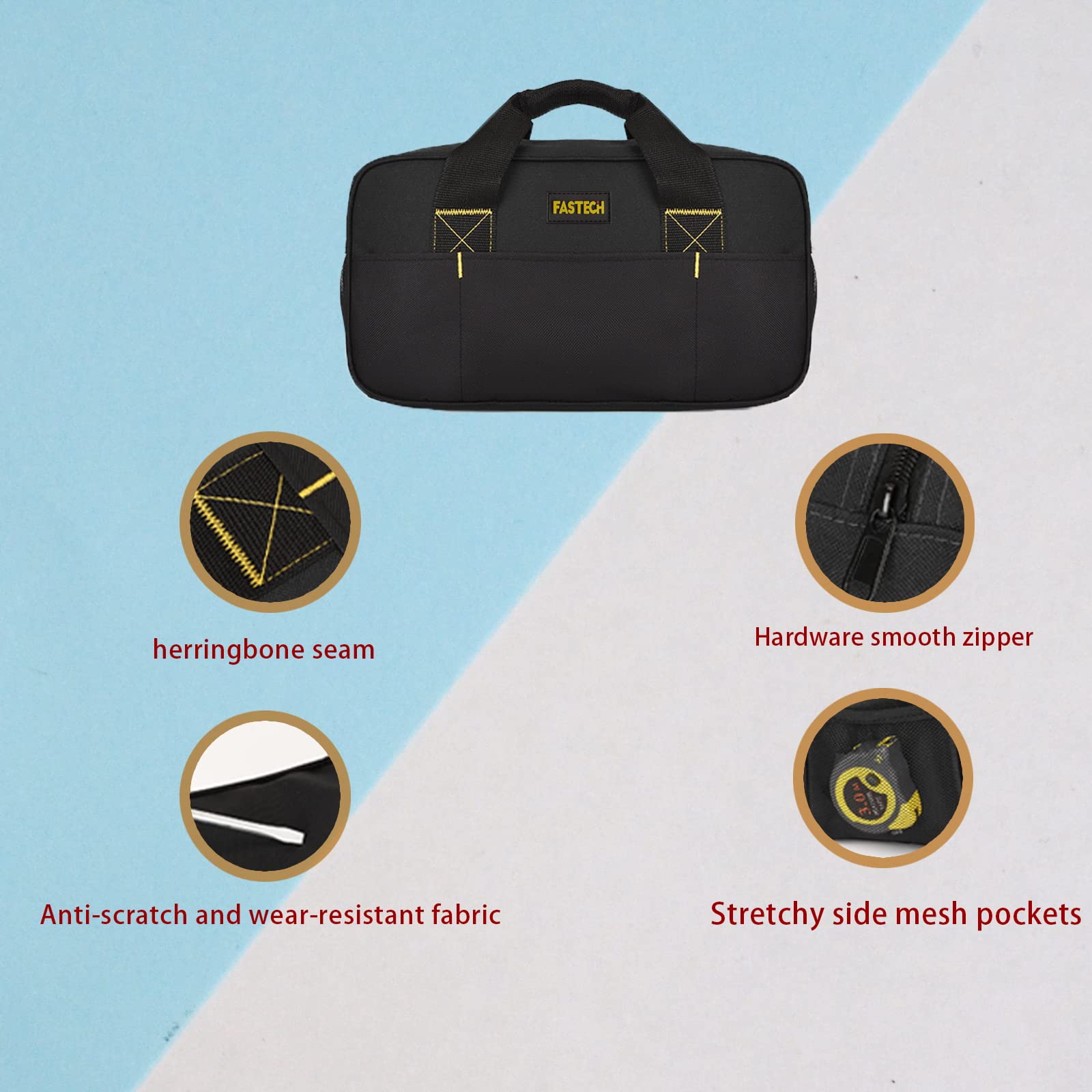 Foto 2 | Bolsa De Herramientas Fastech De Tela Oxford Impermeable De Boca Ancha De 14 Pulgadas - Venta Internacional.