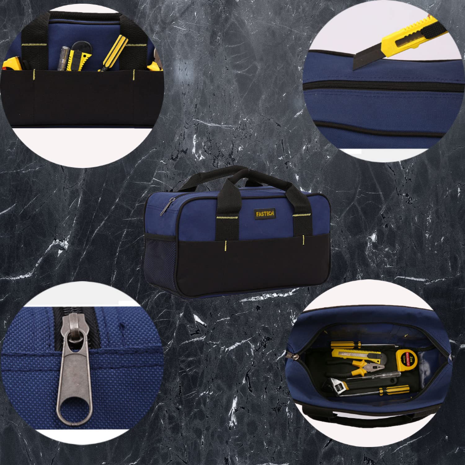Foto 4 pulgar | Bolsa Para Herramientas Fastech, 14 Pulgadas, Boca Ancha, Impermeable, Azul - Venta Internacional.