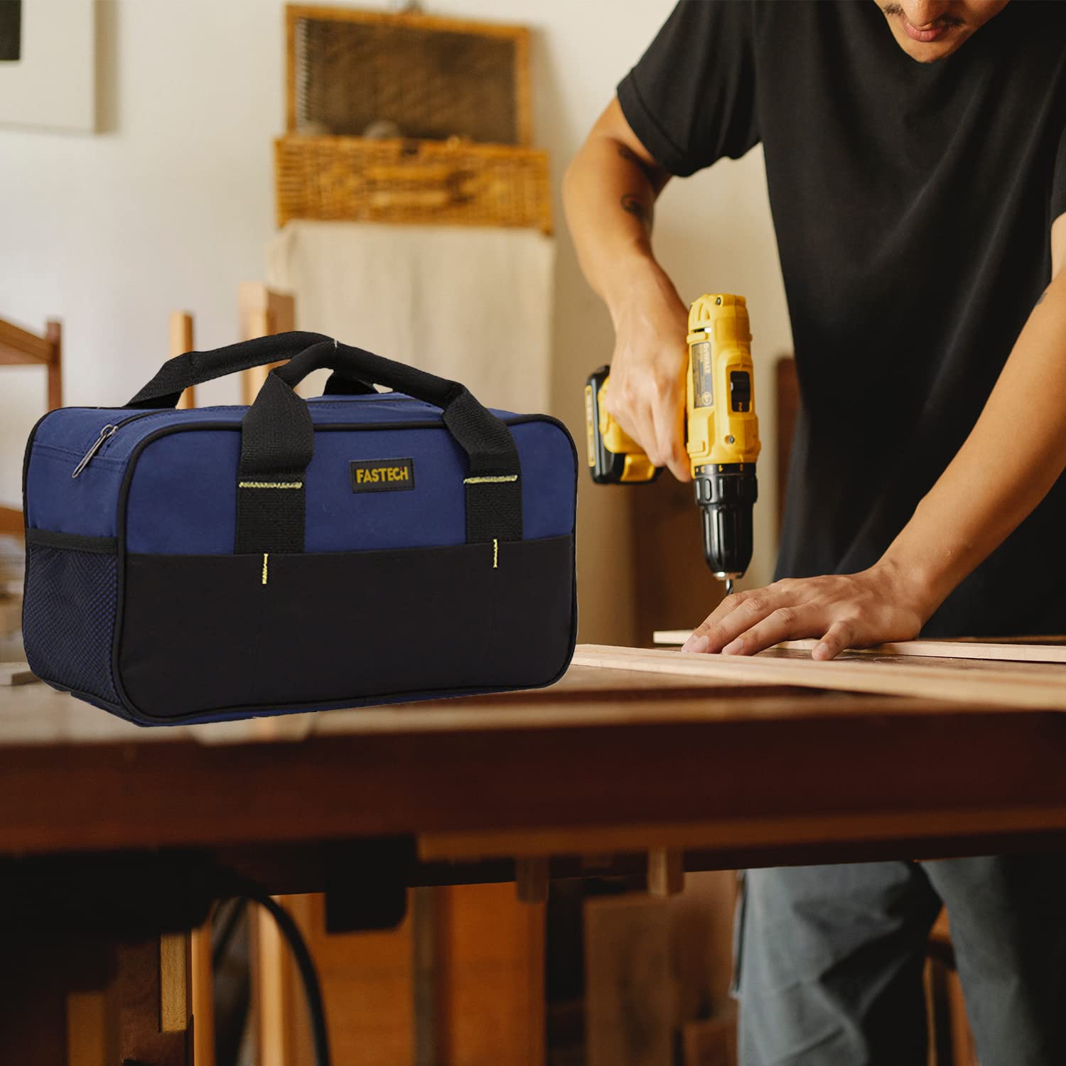 Foto 6 | Bolsa Para Herramientas Fastech, 14 Pulgadas, Boca Ancha, Impermeable, Azul - Venta Internacional.