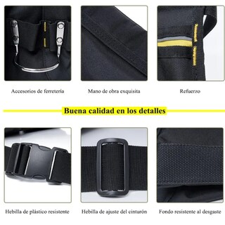 Foto 3 | Cinturón Y Porta Herramientas Con Bolsas Portaherramientas Eo Safe Imports Esi-18769 Negro