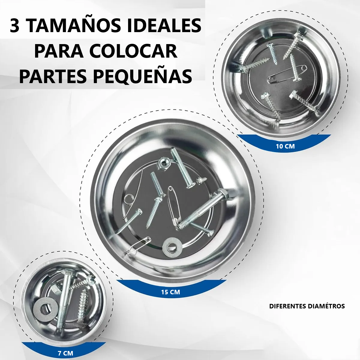 Foto 3 pulgar | Set De 3 Bandejas Magnéticas De Acero Inoxidable Multiusos Eo Safe Imports Esi-18766 Plata