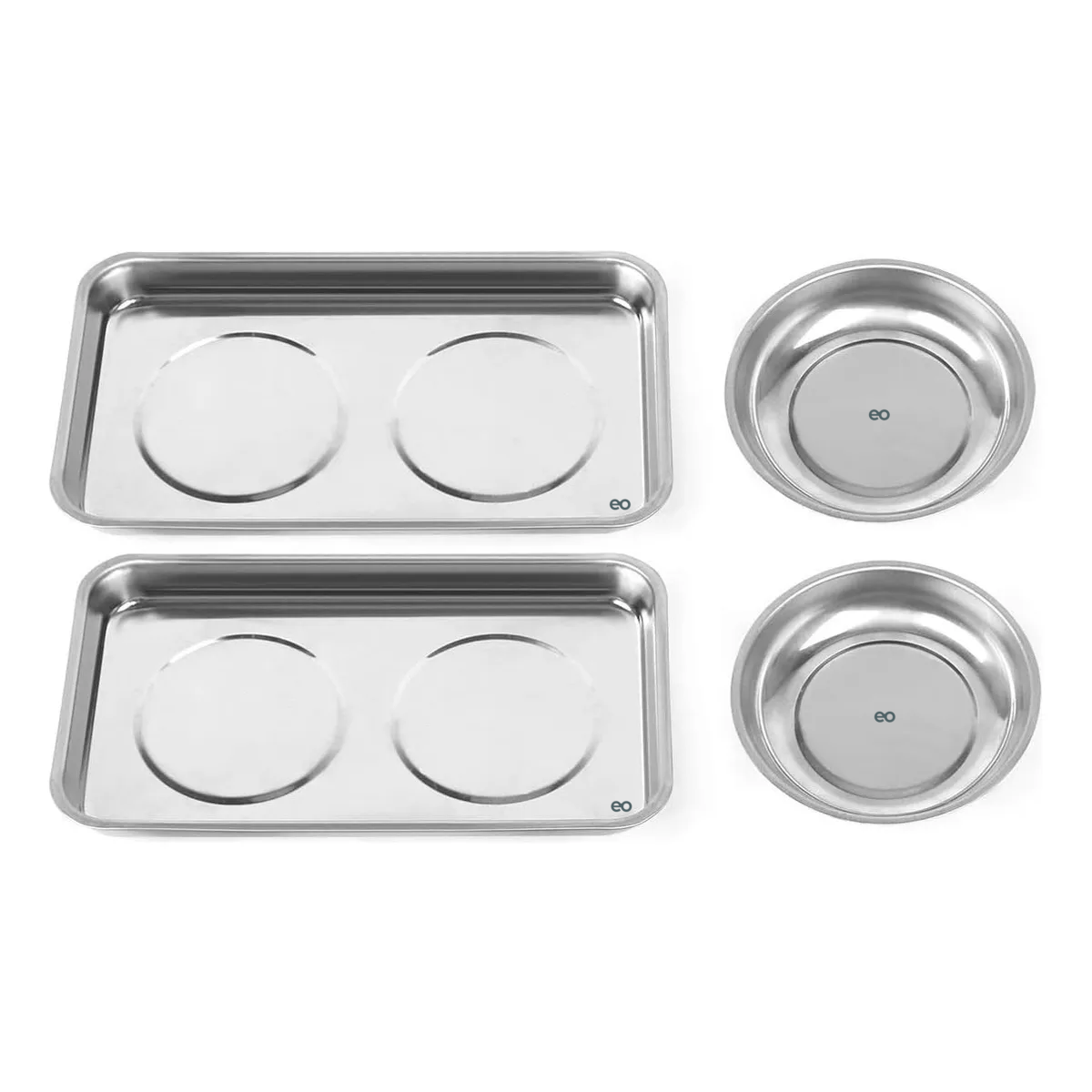 Set 4 Bandejas Charolas Magnéticas De Acero Inoxidable Multiusos Eo Safe Imports Esi-18767 Plata
