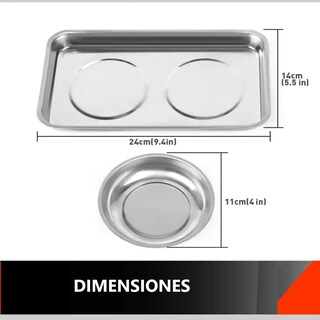 Foto 2 | Set 4 Bandejas Charolas Magnéticas De Acero Inoxidable Multiusos Eo Safe Imports Esi-18767 Plata