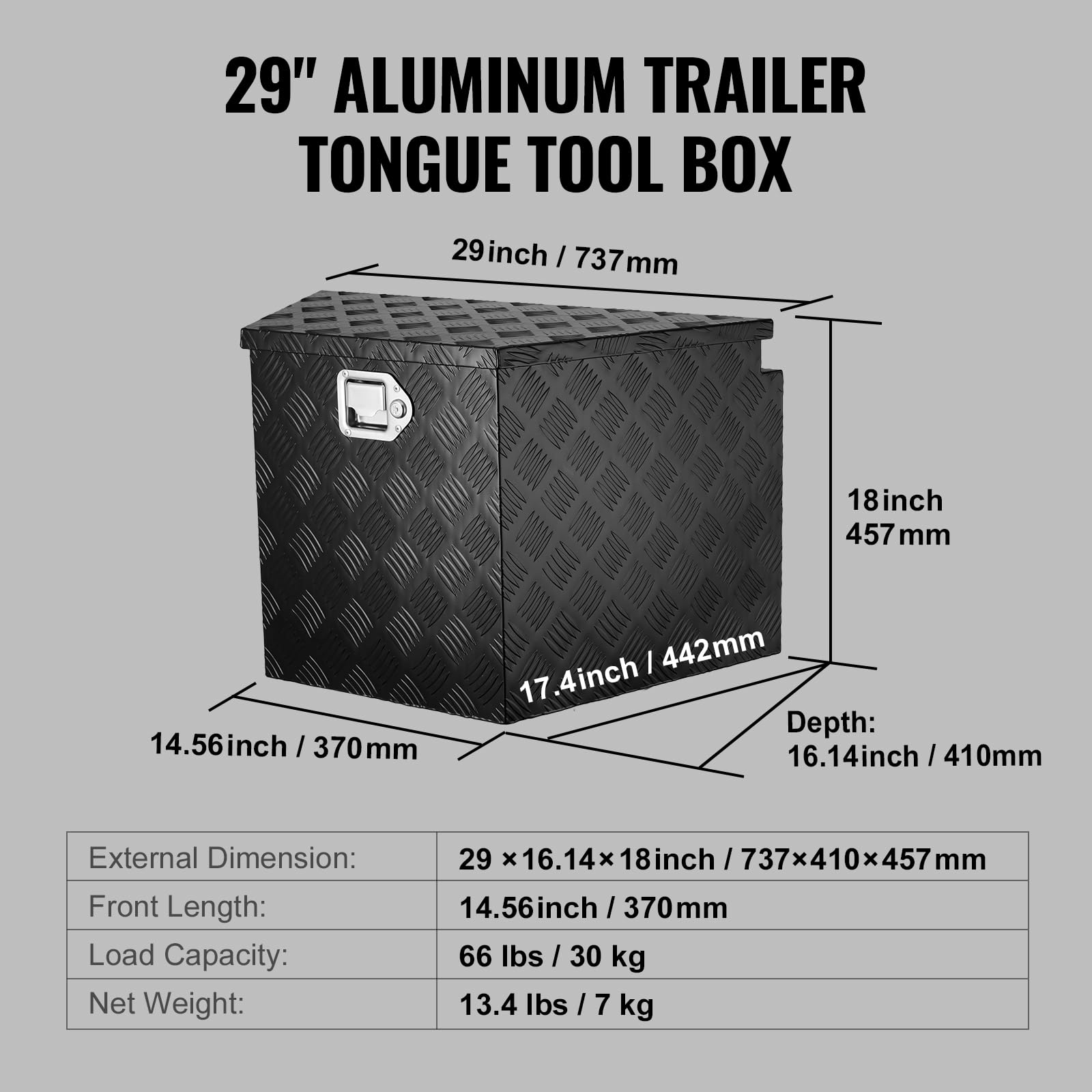 Foto 7 | Lengüeta Vevor Para Remolque, Aleación De Aluminio, Muy Resistente, 29 X 16,2 X 1 - Venta Internacional.