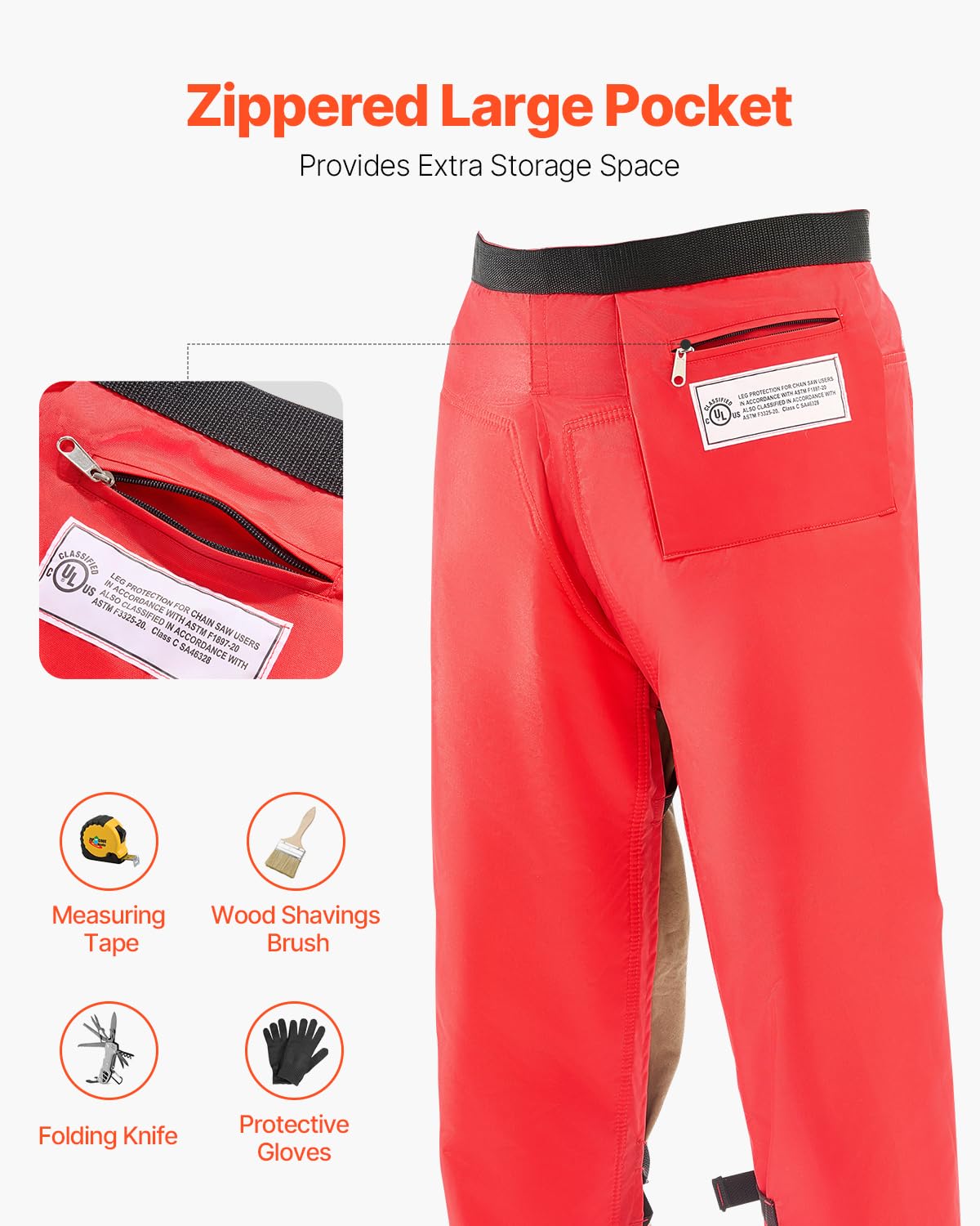 Foto 6 | Delantal Vevor De Chainsaw Chaps, Clase C, 8 Capas, Tamaño Mediano - Venta Internacional.