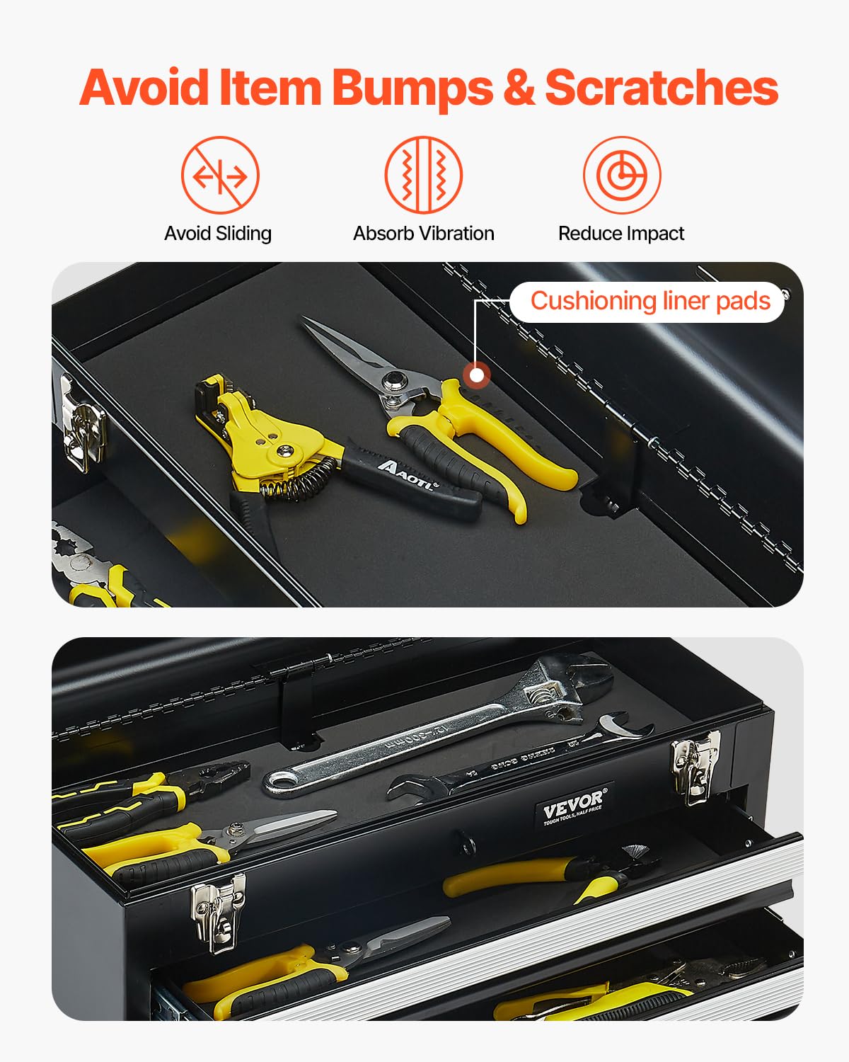 Foto 7 | Caja De Herramientas Vevor Metal 52,07 Cm Portátil Con 3 Cajones Y Cerradura - Venta Internacional.