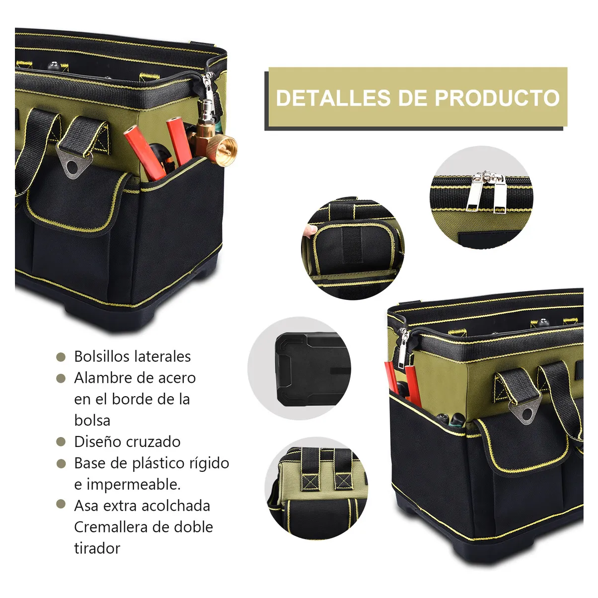 Foto 3 pulgar | Bolsa De Herramientas De Cajas Para Electricista Verde Con Negro  Lab.g Multicolor