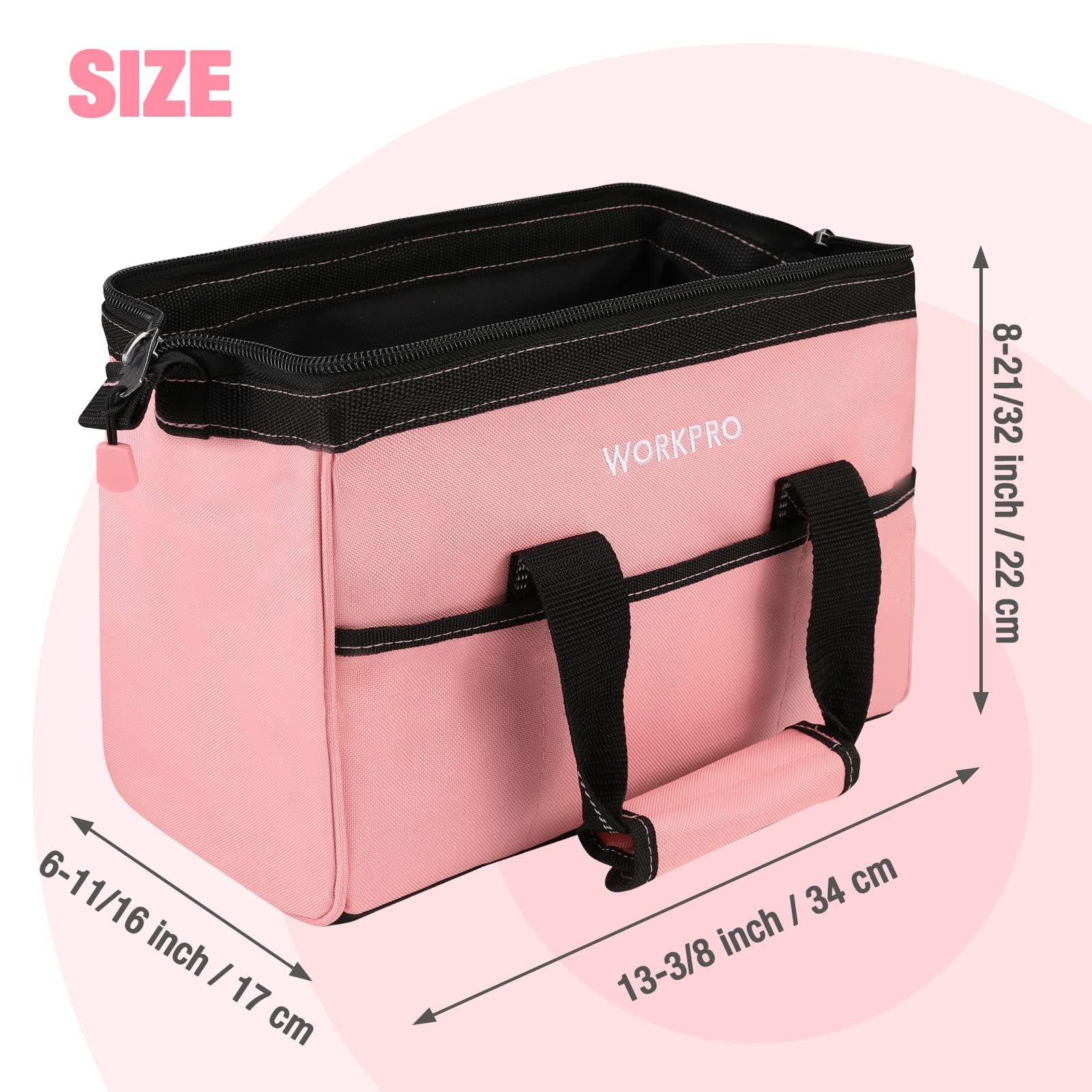 Foto 5 | Bolsa Para Herramientas Workpro De Tela Rosa De 13 Pulgadas Con Bolsillos - Venta Internacional.