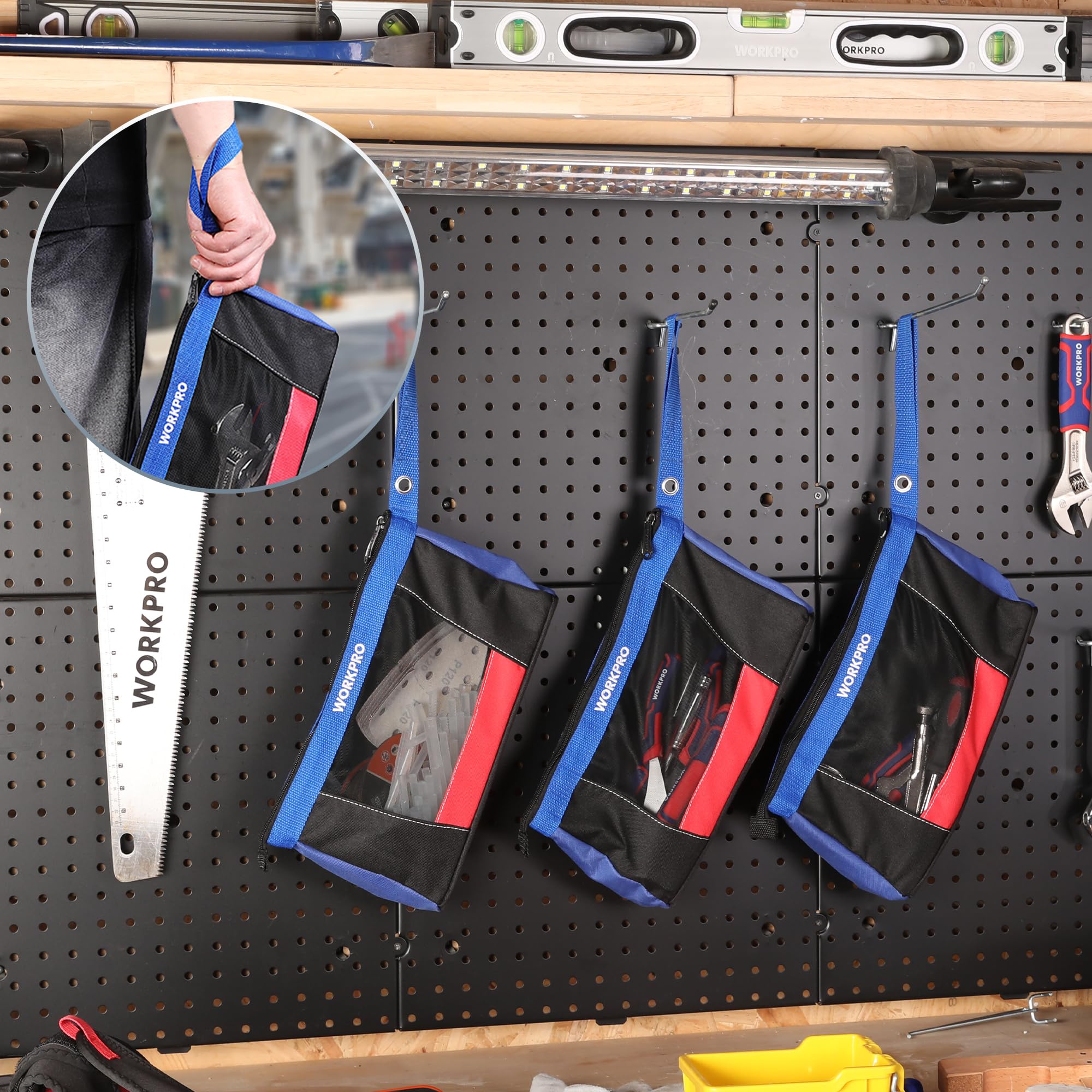 Foto 5 | Bolsas Para Herramientas Workpro 12, Bolsas Pequeñas De Alta Resistencia, 7 X 12 Pulgadas, Paquete De 3 - Venta I