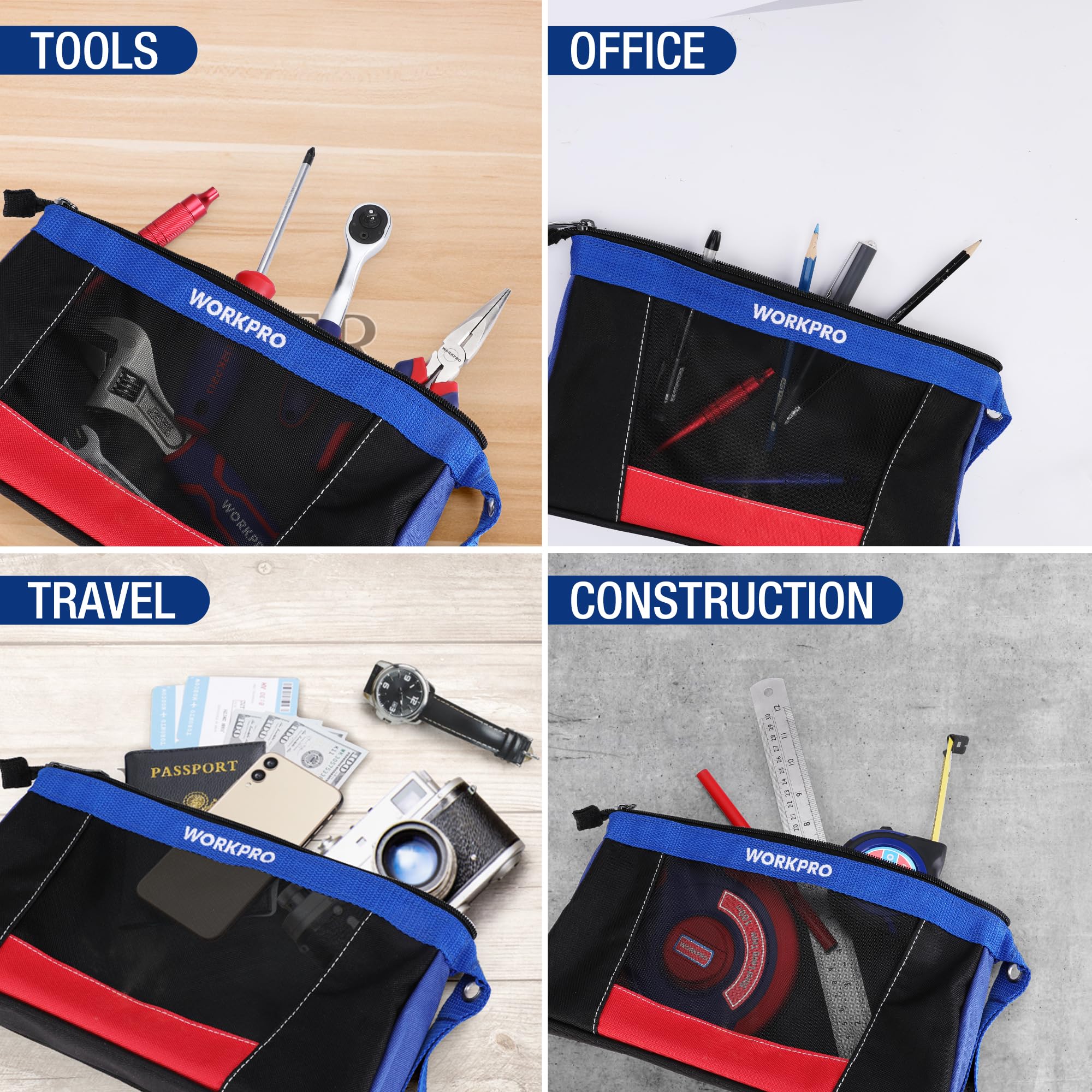 Foto 7 | Bolsas Para Herramientas Workpro 12, Bolsas Pequeñas De Alta Resistencia, 7 X 12 Pulgadas, Paquete De 3 - Venta I