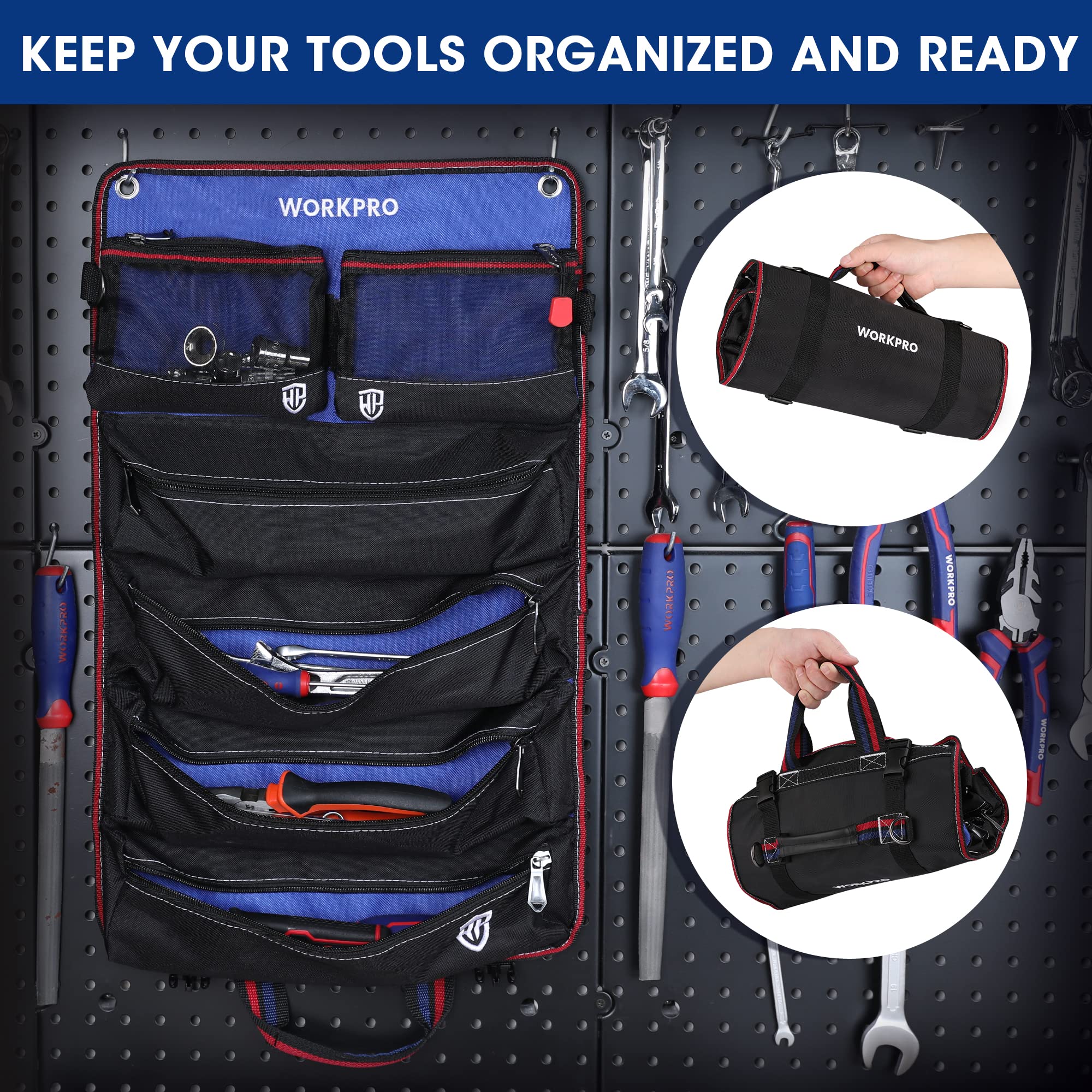 Foto 4 | Bolsa Para Herramientas Workpro Enrollable Con Bolsas Desmontables Y 6 Bolsillos - Venta Internacional.