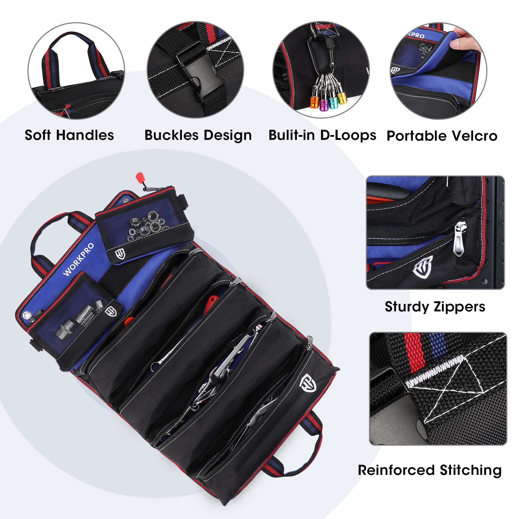 Foto 6 | Bolsa Para Herramientas Workpro Enrollable Con Bolsas Desmontables Y 6 Bolsillos - Venta Internacional.