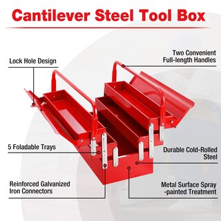 Foto 2 | Caja De Herramientas Workpro De Metal Plegable De 18 Pulgadas, Color Rojo - Venta Internacional.