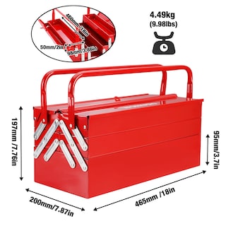 Foto 3 | Caja De Herramientas Workpro De Metal Plegable De 18 Pulgadas, Color Rojo - Venta Internacional.