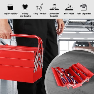Foto 4 | Caja De Herramientas Workpro De Metal Plegable De 18 Pulgadas, Color Rojo - Venta Internacional.