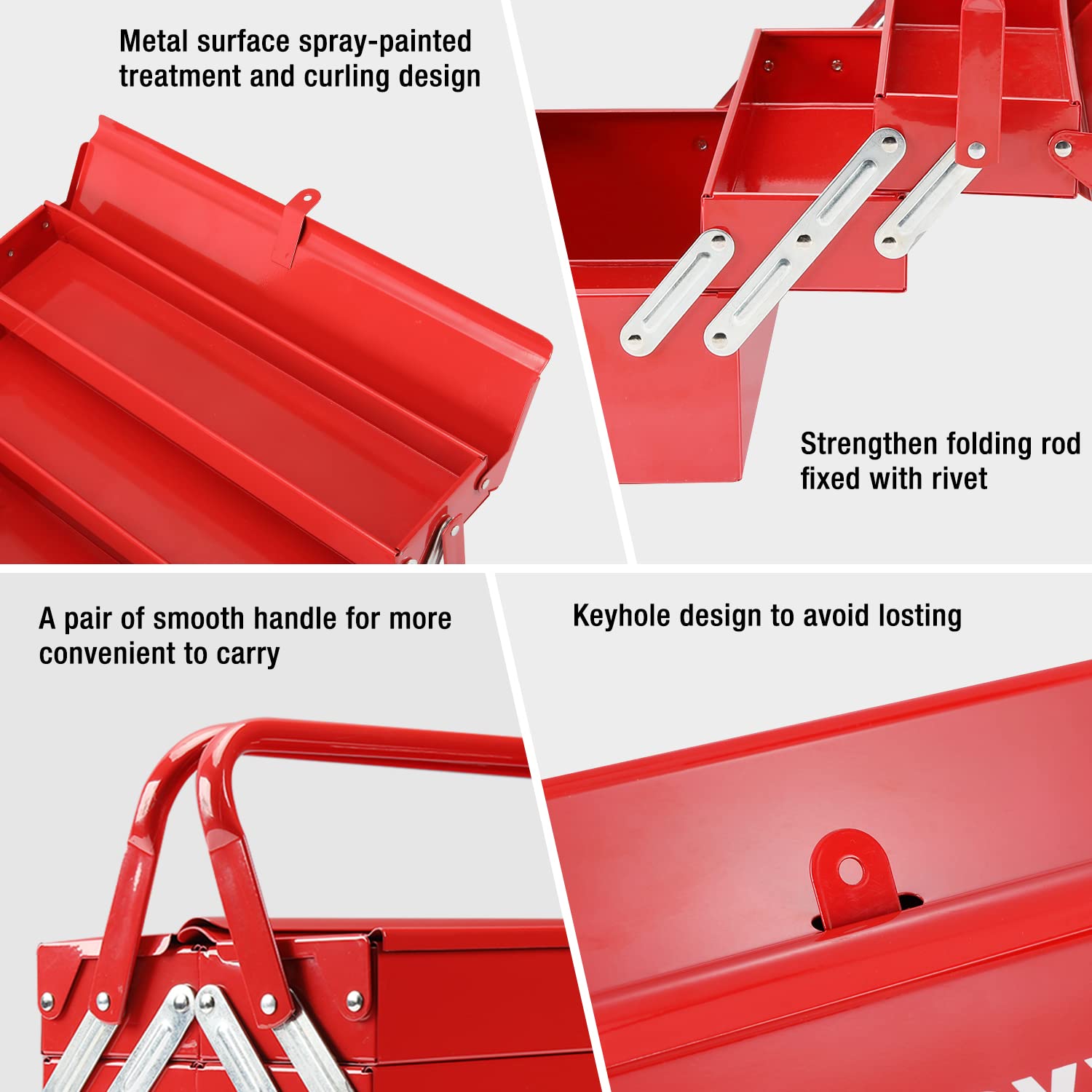 Foto 5 | Caja De Herramientas Workpro De Metal Plegable De 18 Pulgadas, Color Rojo - Venta Internacional.
