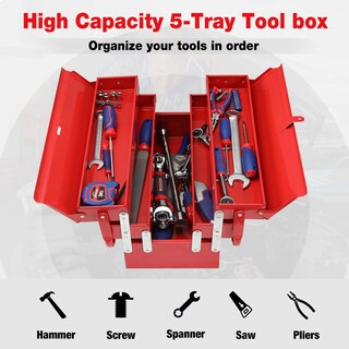 Foto 6 | Caja De Herramientas Workpro De Metal Plegable De 18 Pulgadas, Color Rojo - Venta Internacional.