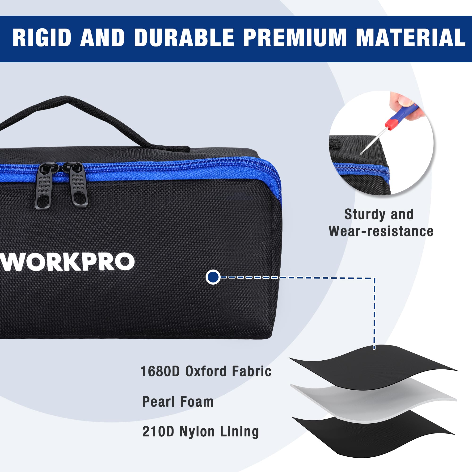 Foto 6 pulgar | Bolsa De Herramientas Workpro 10 Utility De Boca Ancha Con Cremallera 1680d Oxford - Venta Internacional.